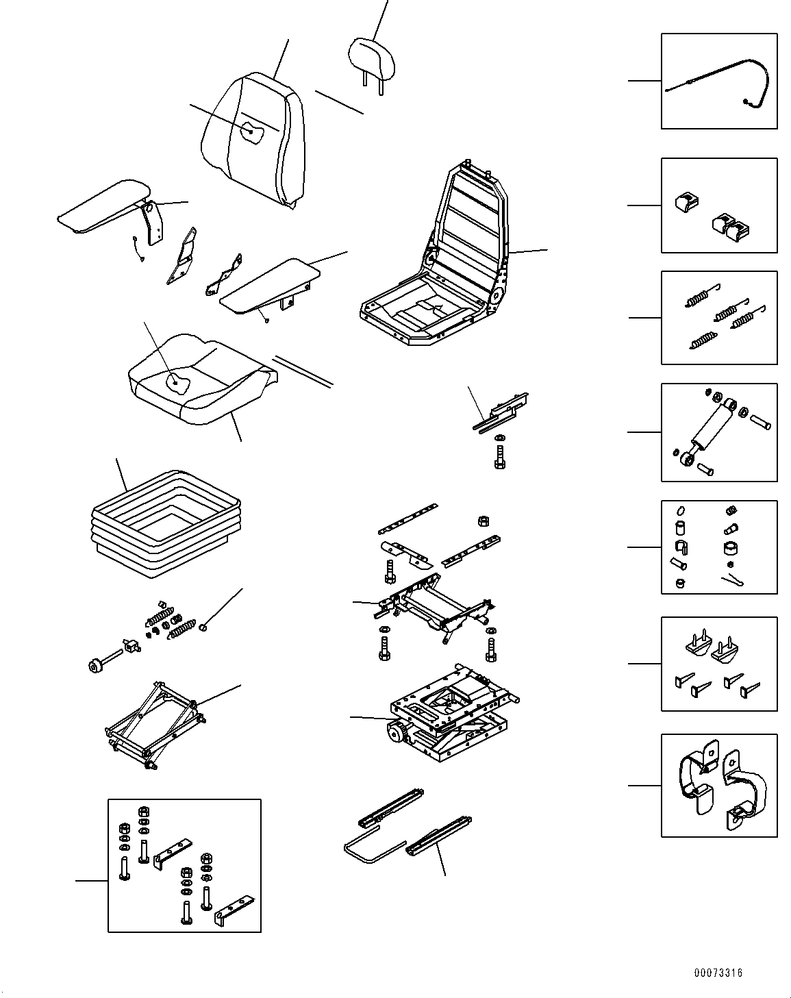 Схема запчастей Komatsu PC1250SP-8 - СИДЕНЬЕ ОПЕРАТОРА, ВНУТР. ЧАСТИ (№8-) СИДЕНЬЕ ОПЕРАТОРА