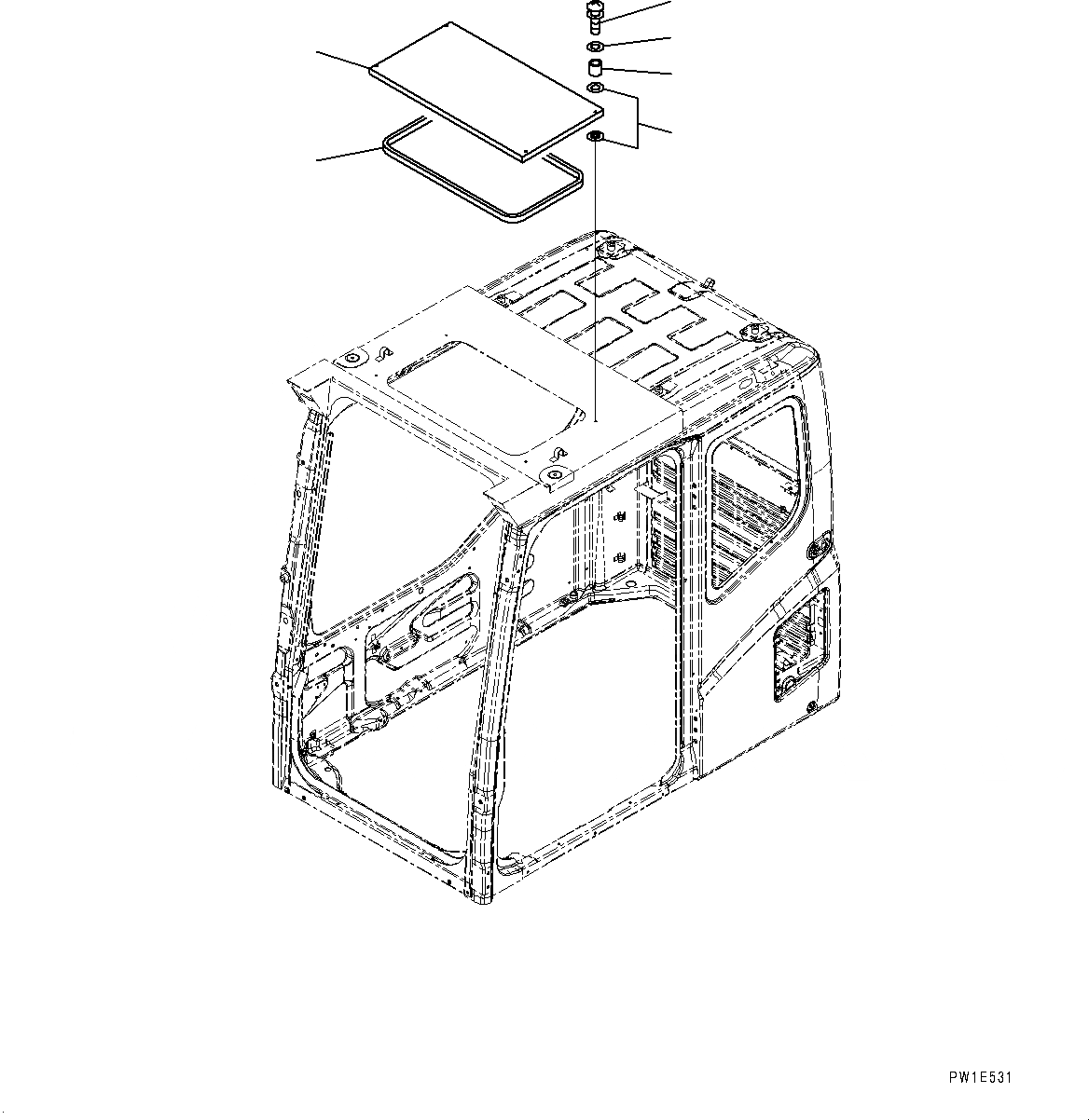 Схема запчастей Komatsu PC1250SP-8 - КАБИНА, ОКНО В КРЫШЕ (№8-) КАБИНА, С АВТОМАТИЧ. КОНДИЦ. ВОЗДУХА, ДЛЯ КАРЬЕРН