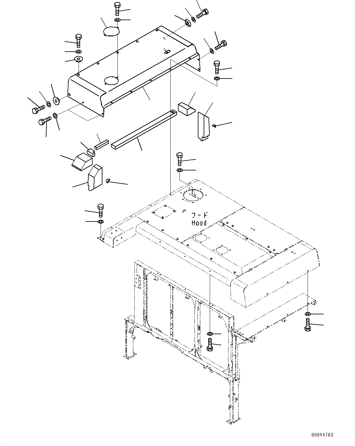 Схема запчастей Komatsu PC1250SP-8 - КАПОТ, (/) (№8-) КАПОТ, ДЛЯ СТРАН ЕС НОВ. NOISE ARRANGEMENT 