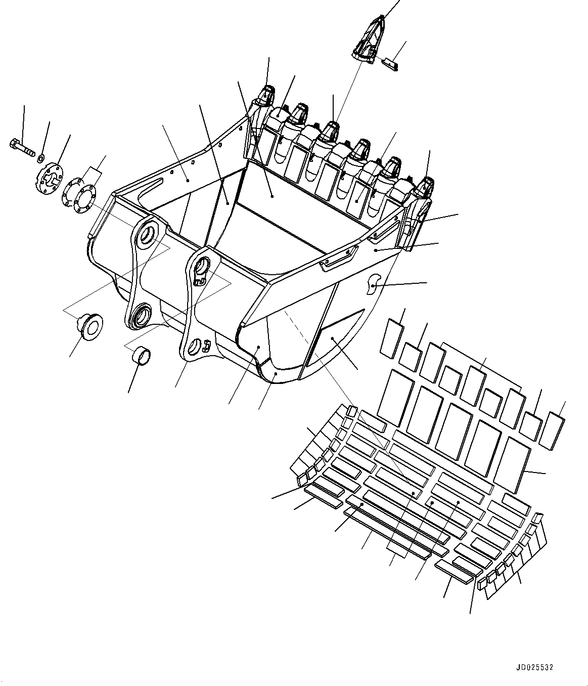 Схема запчастей Komatsu PC1250SP-8 - КОВШ (№8-) КОВШ, .7M, ГОРИЗОНТАЛЬН. ПАЛЕЦ