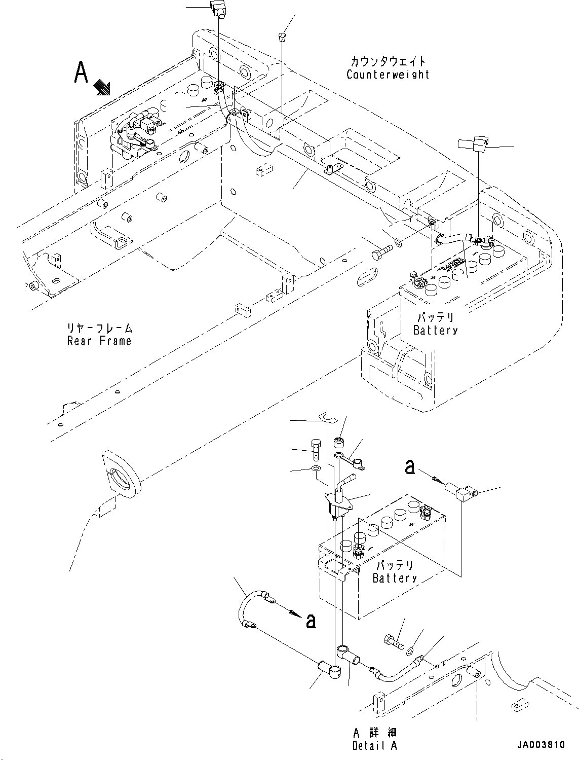 Схема запчастей Komatsu WA250PZ-6 - ЗАДН. ЭЛЕКТРИЧ. ПРОВОДКА, АККУМУЛЯТОР КАБЕЛЬ (№77-) ЗАДН. ЭЛЕКТРИЧ. ПРОВОДКА, С 9AMP. ГЕНЕРАТОР, ЭКСТРЕНН. РУЛЕВ. УПРАВЛЕНИЕ, АВТОМАТИЧ. УПРАВЛ-Е ТИП, АККУМУЛЯТОР DISCONNECT ПЕРЕКЛЮЧАТЕЛЬ
