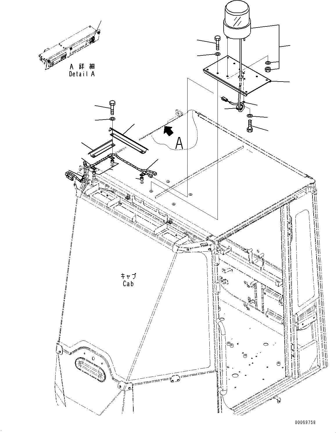 Схема запчастей Komatsu WA250PZ-6 - ПЕРЕДН. ЛАМПА РАБОЧ. ОСВЕЩЕНИЯ, ПРОБЛЕСК. МАЯК (№77-) ПЕРЕДН. ЛАМПА РАБОЧ. ОСВЕЩЕНИЯ, С AMBER COLOR WARNING BEACON