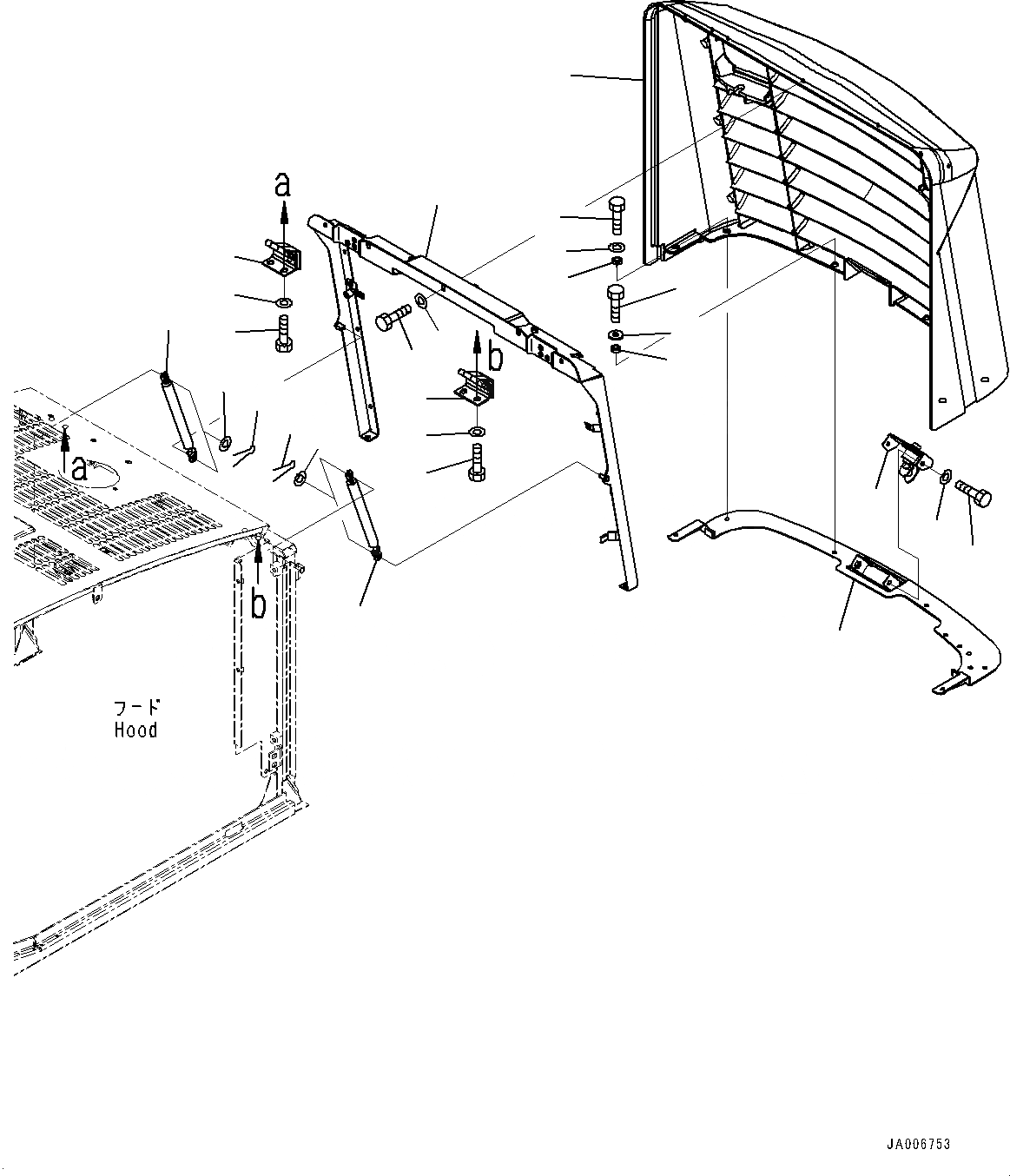 Схема запчастей Komatsu WA250PZ-6 - КАПОТ, РЕШЕТКА (№7-78) КАПОТ, С ЗАЩИТА ОТ ВАНДАЛИЗМА БЛОКИР.S, С УДЛИНН. ВПУСК ВОЗДУХА, ЗАДН. ПОЛН. КРЫЛО