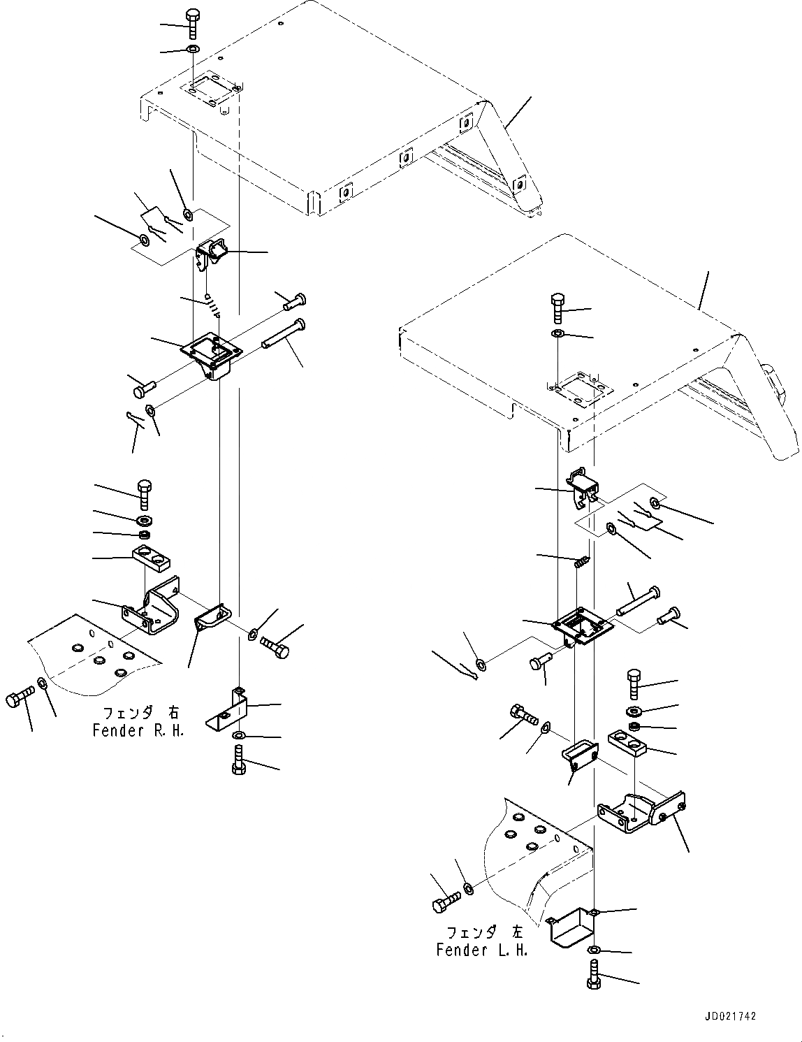 Схема запчастей Komatsu WA250PZ-6 - ЗАДН. КРЫЛО, КОМПОНЕНТЫ (№77-) ЗАДН. КРЫЛО, ЗАДН. ПОЛН. КРЫЛО, С ШИР. КРЫЛО