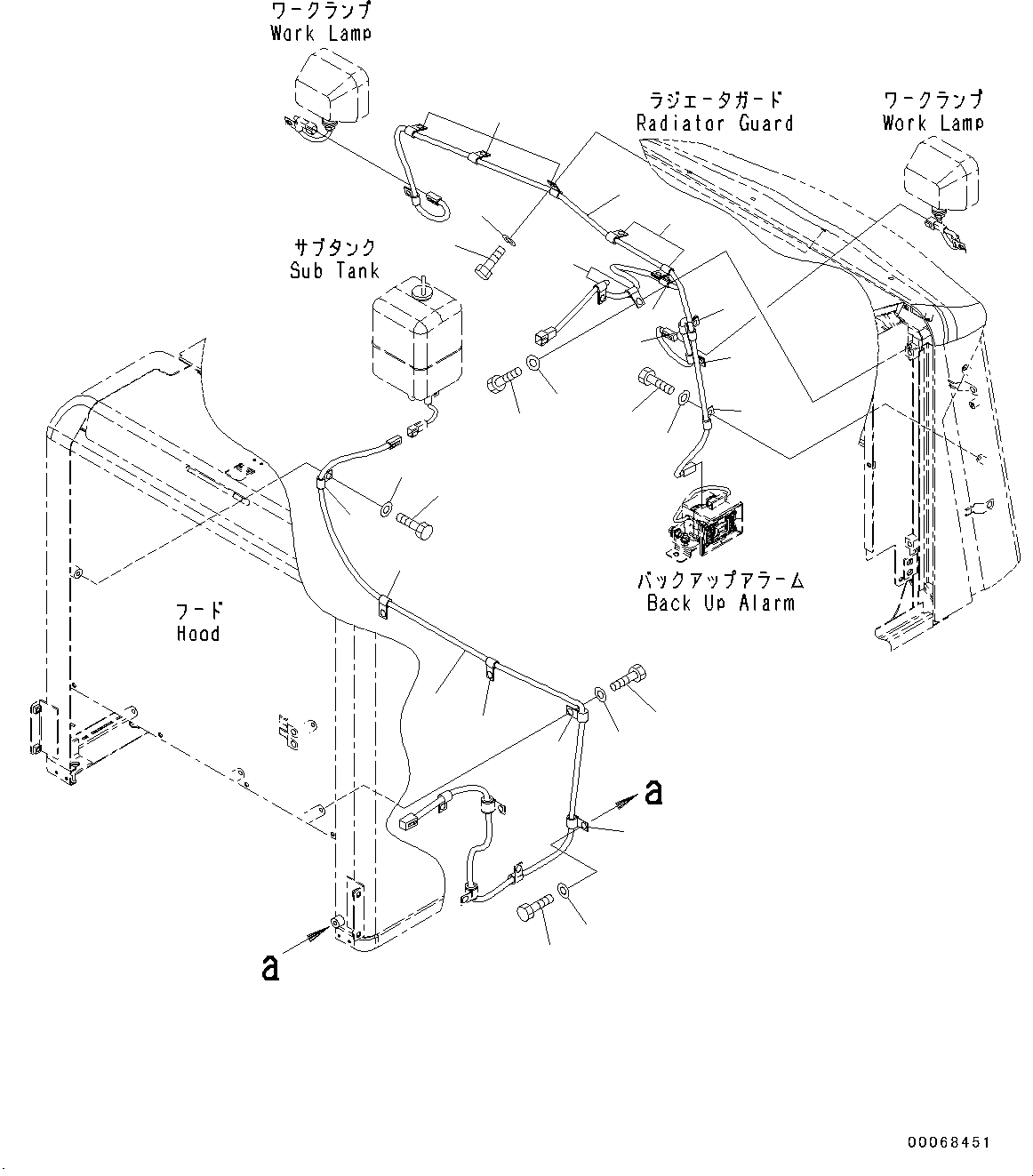 Схема запчастей Komatsu WA250PZ-6 - КАПОТ, ПРОВОДКА (№77-) КАПОТ, С СИСТЕМОЙ ROPS, С ЗАЩИТА ОТ ВАНДАЛИЗМА БЛОКИР.S, С УДЛИНН. ВПУСК ВОЗДУХА, PROVISION ДЛЯ ПОЛН. КРЫЛО