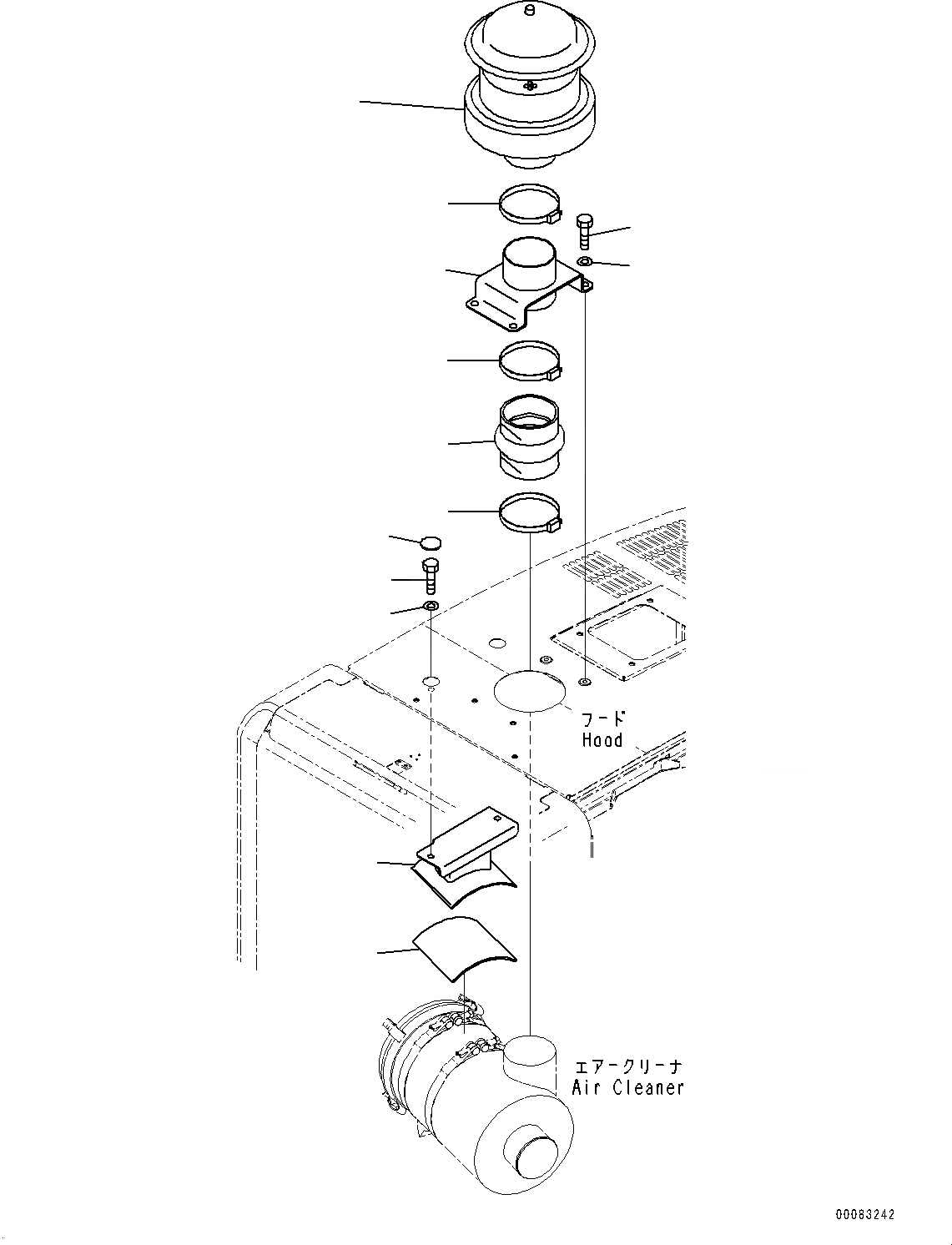 Схема запчастей Komatsu WA250PZ-6 - КАПОТ, ПРЕФИЛЬТР (№77-) КАПОТ, С ЗАЩИТА ОТ ВАНДАЛИЗМА БЛОКИР.S, С ПРЕФИЛЬТР TURBO , PROVISION ДЛЯ ПОЛН. КРЫЛО