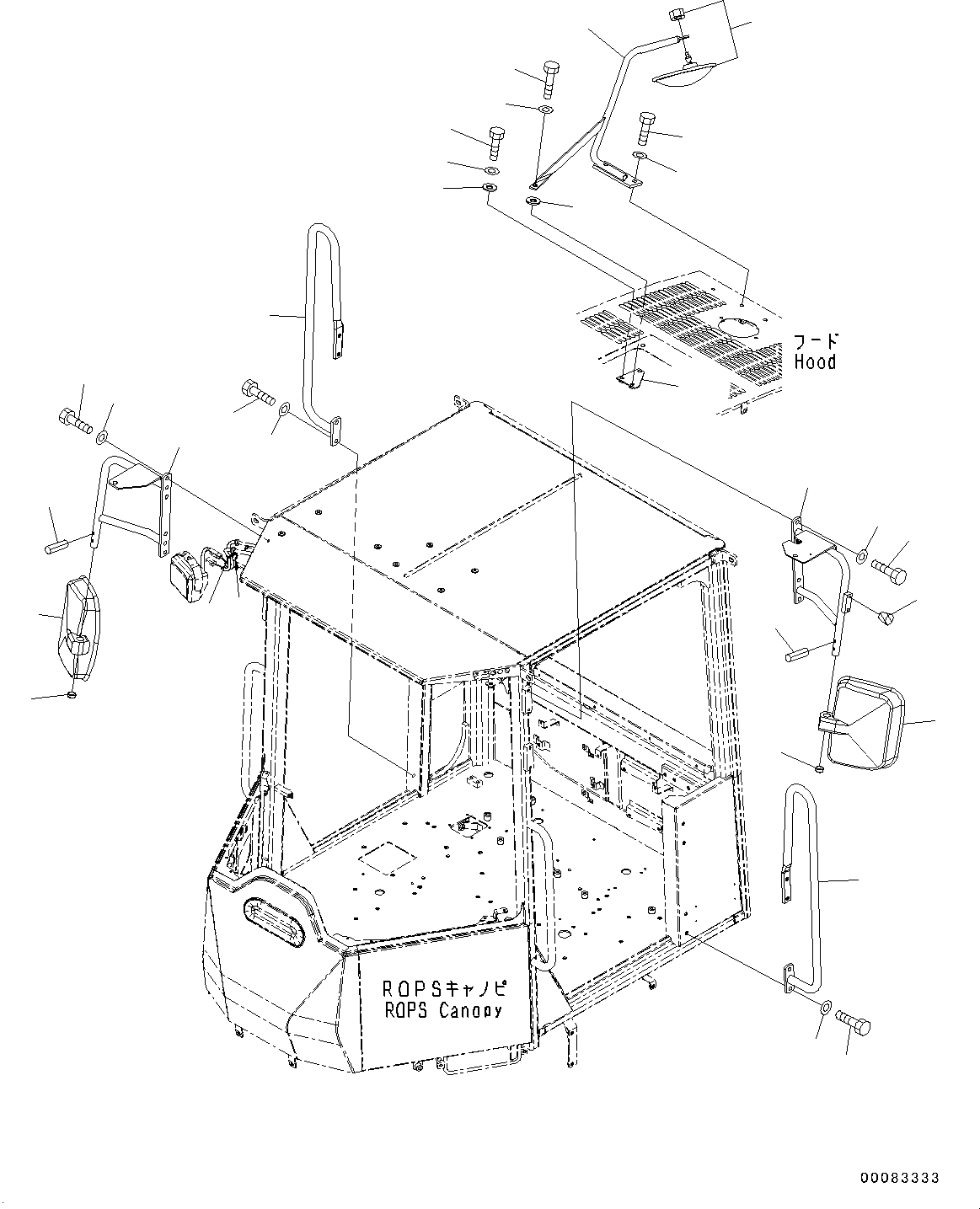 Схема запчастей Komatsu WA250PZ-6 - ЗАДН.VIEW ЗЕРКАЛАAND ЗАДН. НИЖН. VIEW ЗЕРКАЛА(№77-) ЗАДН.VIEW ЗЕРКАЛАAND ЗАДН. НИЖН. VIEW MIRROR, С СИСТЕМОЙ ROPS