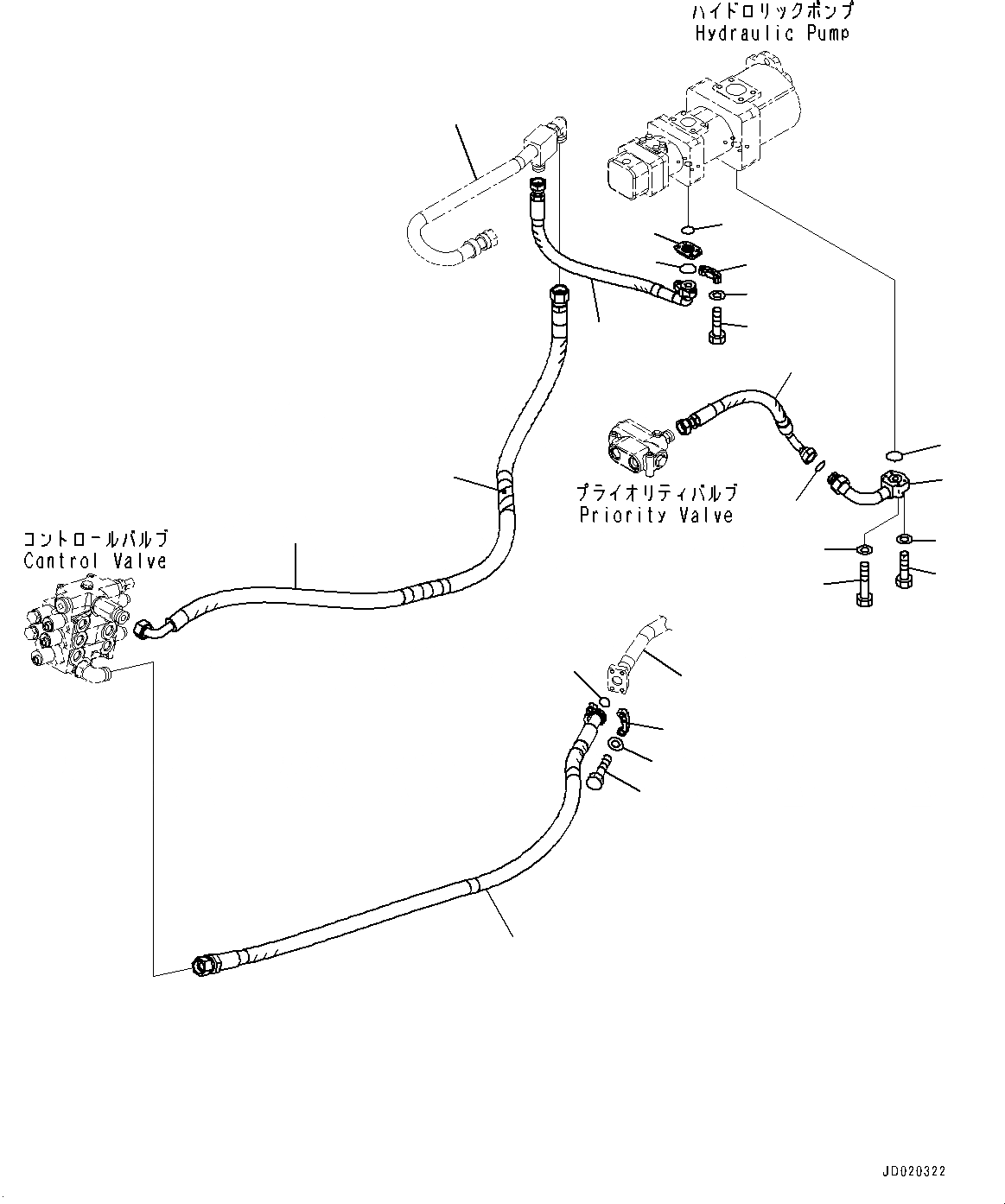 Схема запчастей Komatsu WA200PZ-6 - ГИДРОЛИНИЯ, ДРЕНАЖН. ТРУБЫ (№788-) ГИДРОЛИНИЯ, С 3-Х СЕКЦ. КОНТР. КЛАПАНОМ