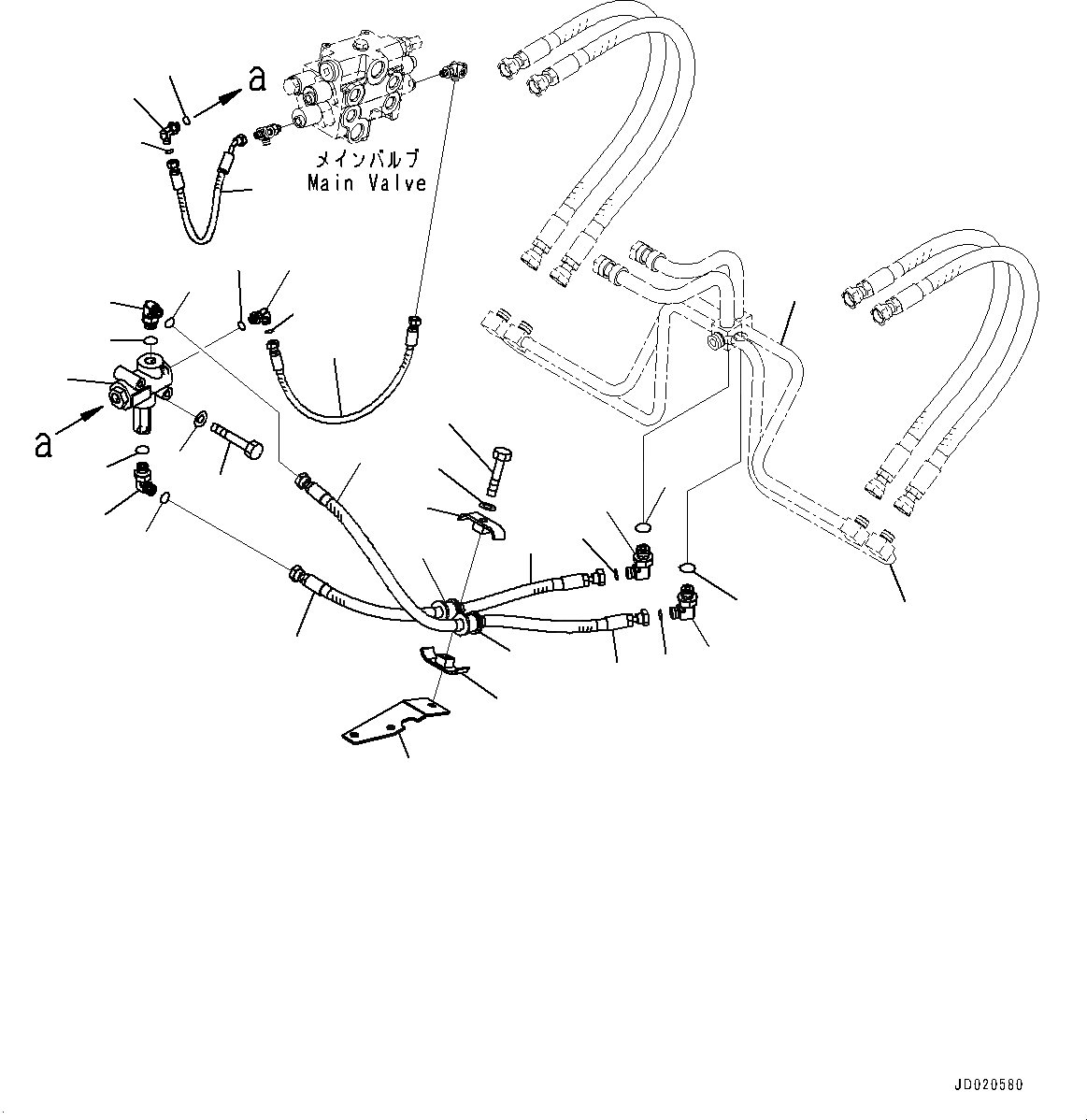 Схема запчастей Komatsu WA200PZ-6 - ГИДРОЛИНИЯ, ТРУБЫ СТРЕЛЫ (№788-7) ГИДРОЛИНИЯ, С 2-Х СЕКЦИОНН. УПРАВЛЯЮЩ. КЛАПАН