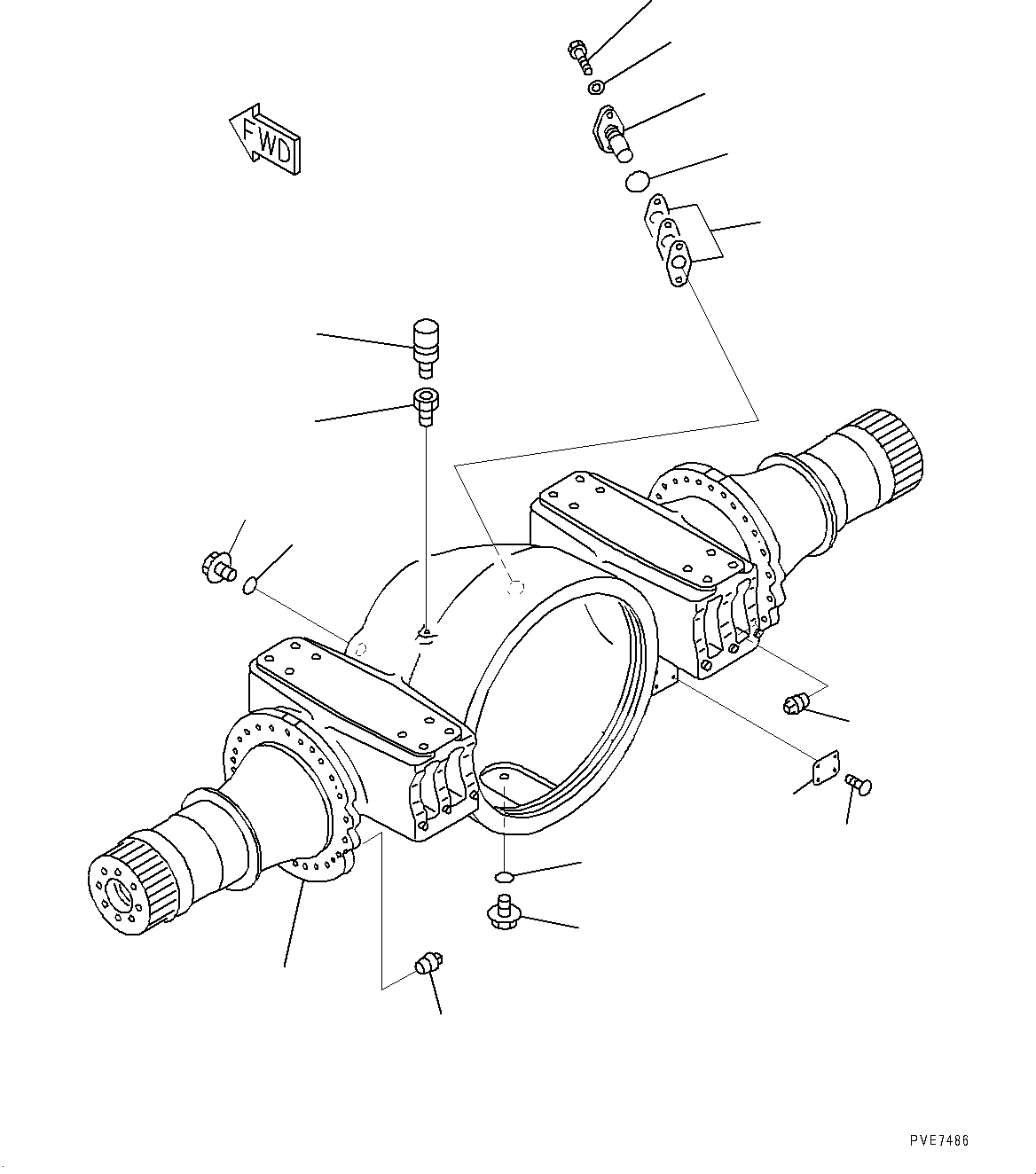 Схема запчастей Komatsu WA800-3E0 - ПЕРЕДНИЙ МОСТ, КОЖУХ (№7-) ПЕРЕДНИЙ МОСТ, ДЛЯ БЕЗ ТОРМОЗ. МАСЛ. СИСТЕМА ОХЛАЖДЕНИЯ