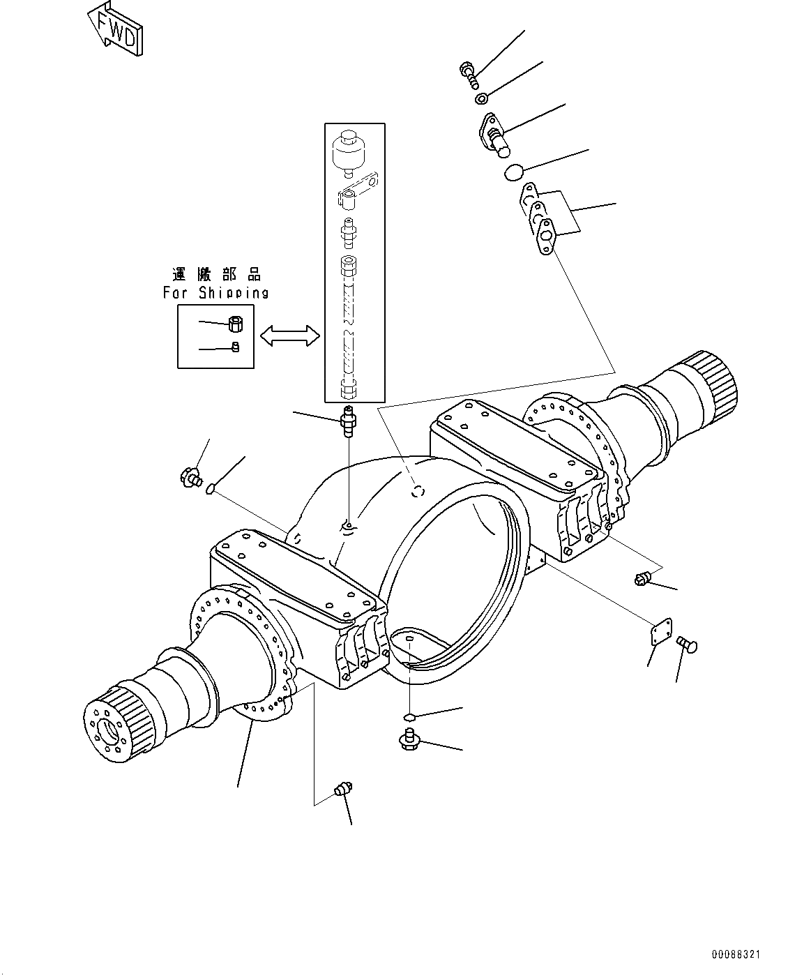 Схема запчастей Komatsu WA800-3E0 - ПЕРЕДНИЙ МОСТ, КОЖУХ (№7-) ПЕРЕДНИЙ МОСТ, С ТОРМОЗ. МАСЛ. СИСТЕМА ОХЛАЖДЕНИЯ