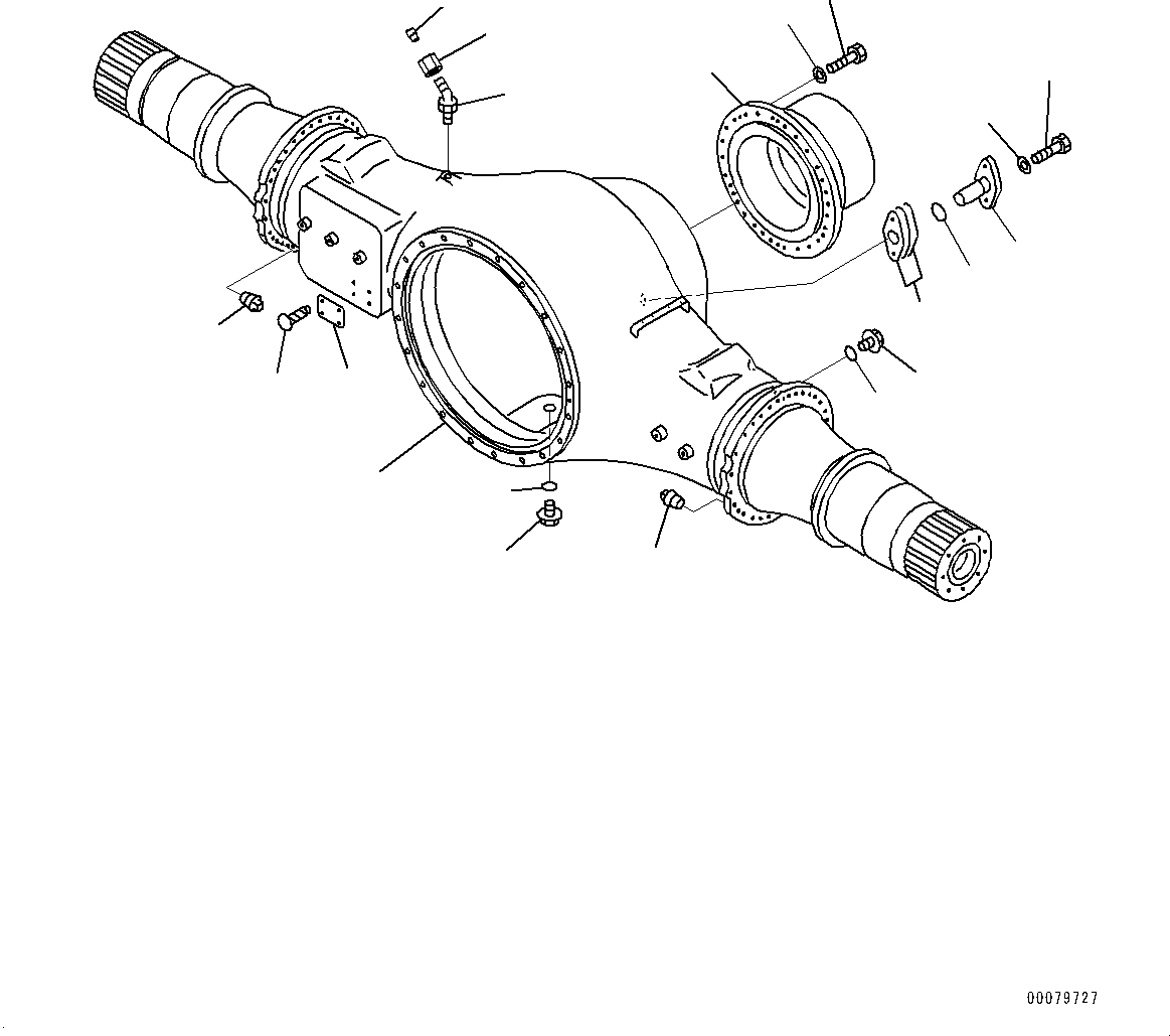 Схема запчастей Komatsu WA800-3E0 - ЗАДН. МОСТ, КОЖУХ (№7-) ЗАДН. МОСТ, БЕЗ ТОРМОЗ. МАСЛ. СИСТЕМА ОХЛАЖДЕНИЯ