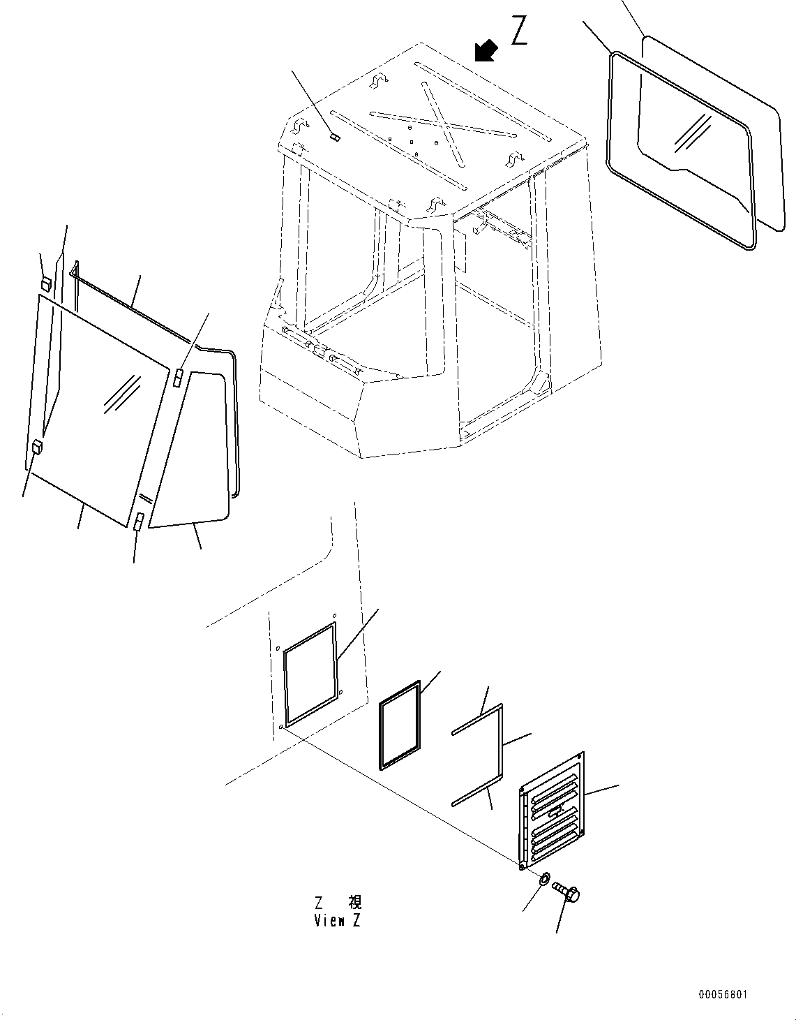 Схема запчастей Komatsu WA800-3E0 - КАБИНА, СТЕКЛА ОКНА (№7-) КАБИНА, БЕЗ AM-FM РАДИО, РОЛИК BLIND, ЗАДН., НАКЛОН.ABLE РУЛЕВОЕ КОЛЕСО