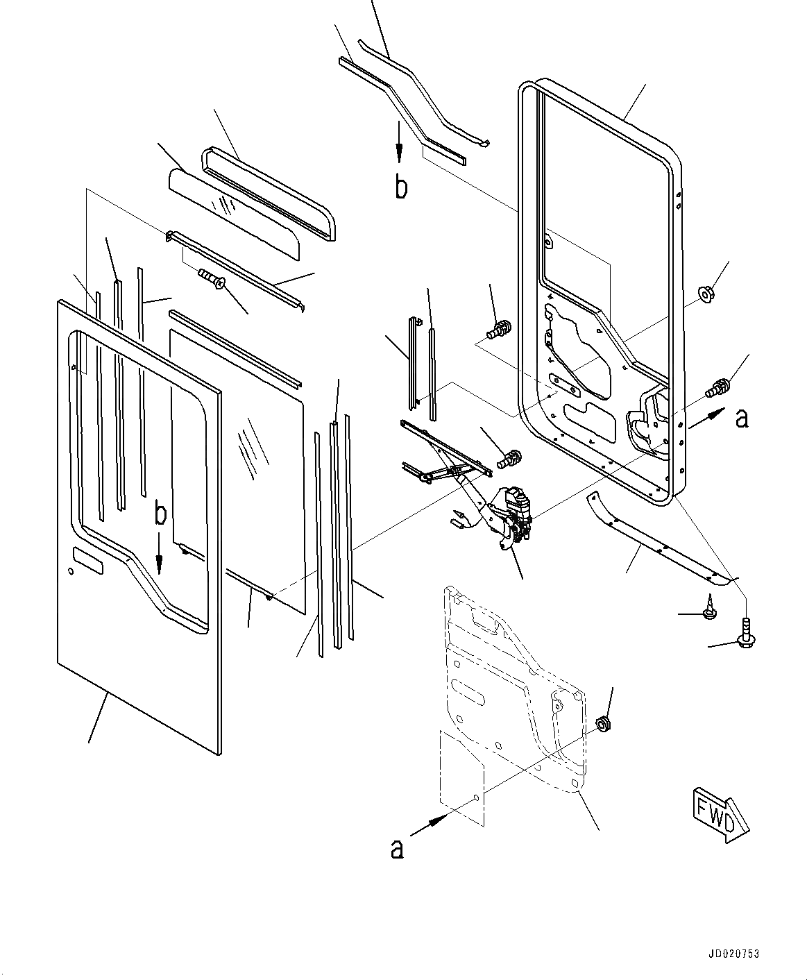 Схема запчастей Komatsu WA800-3E0 - КАБИНА, ЗАМОК ДВЕРИ, ПРАВ. (/) (№7-) КАБИНА, С AM-FM РАДИО, СЕВ. АМЕРИКА, ТОРМОЗ. МАСЛ. СИСТЕМА ОХЛАЖДЕНИЯ, УСИЛЕНН. ПРОВОДКА