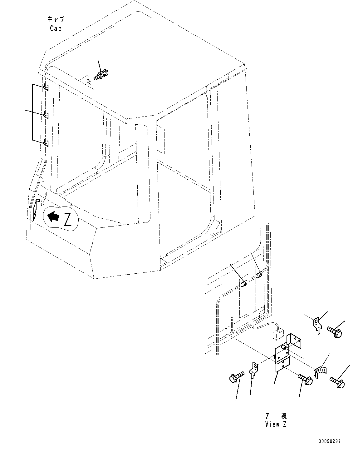 Схема запчастей Komatsu WA800-3E0 - КАБИНА, ЭЛЕКТРИЧ. ЧАСТИ КРЕПЛЕНИЕ (№7-) КАБИНА, С ТОРМОЗ. МАСЛ. СИСТЕМА ОХЛАЖДЕНИЯ, VHMS, ORBCOMM, НАКЛОН.ABLE РУЛЕВОЕ КОЛЕСО