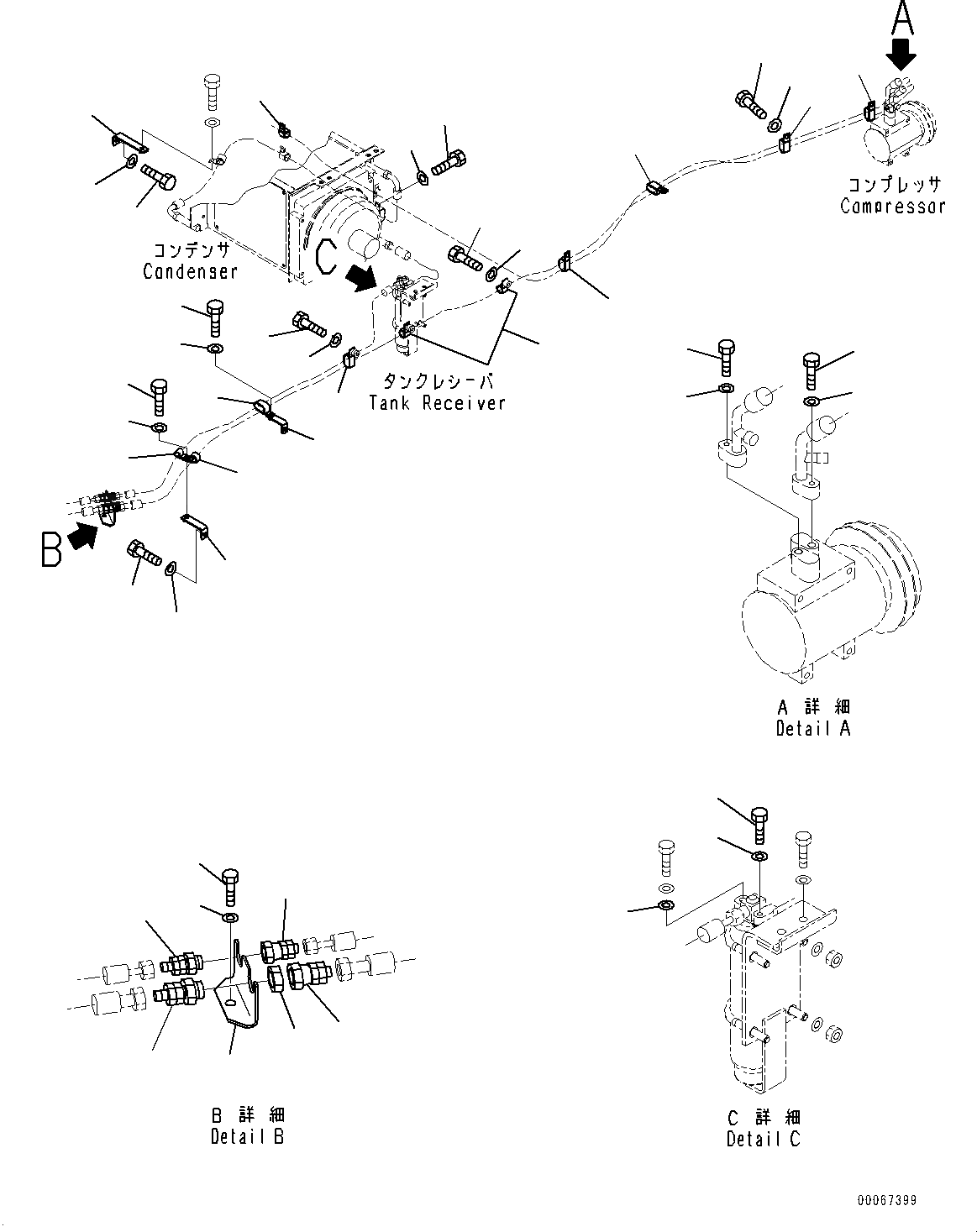 Схема запчастей Komatsu WA800-3E0 - ТРУБКИ КОНДИЦИОНЕРА, КРЕПЛЕНИЕ (№7-7) ТРУБКИ КОНДИЦИОНЕРА