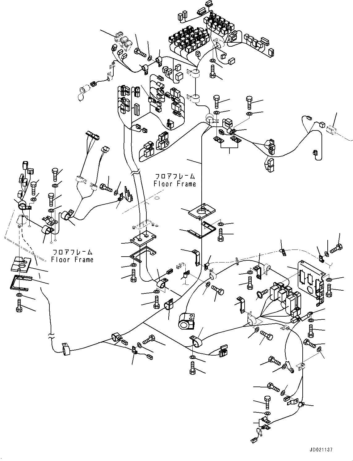 Схема запчастей Komatsu WA800-3E0 - ПОЛ, ПРОВОДКА (№7-) ПОЛ, АВТОМАТИЧ.-СИСТ. СМАЗКИ СИСТЕМА, УДАЛЕНН. СТРЕЛА ПОЗИЦИОНЕР