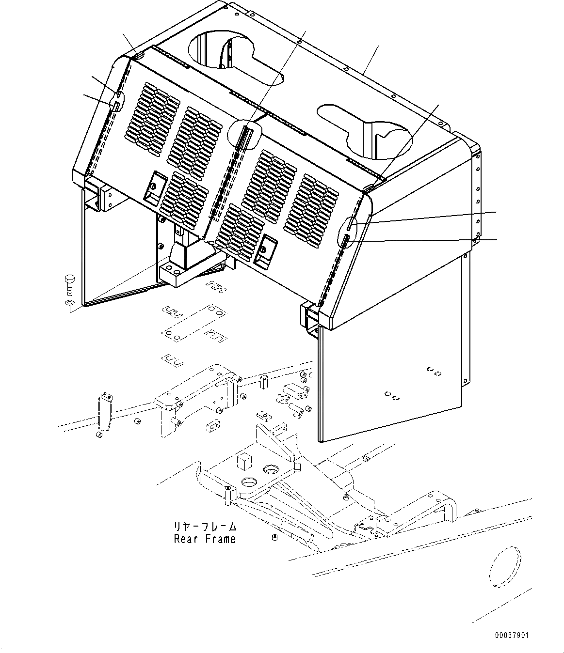 Схема запчастей Komatsu WA800-3E0 - BULKHEAD, КУЗОВ (№7-) BULKHEAD, УСИЛЕНН.
