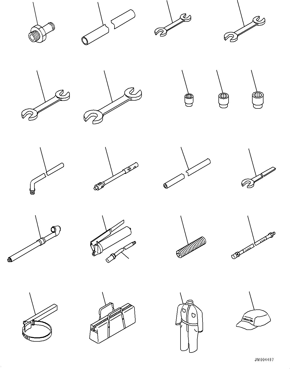 Схема запчастей Komatsu WA800-3E0 - ИНСТРУМЕНТ (№7-) ИНСТРУМЕНТ, БОЛЬШ. SIZED КЕПКА И КОМБИНЕЗОН