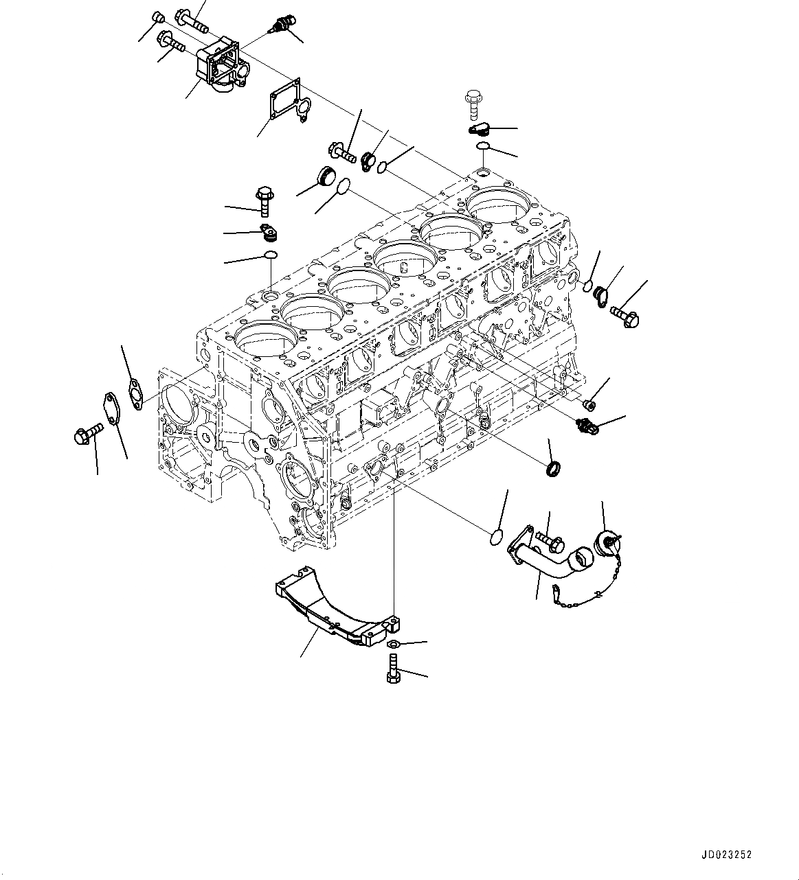 Схема запчастей Komatsu SAA6D140E-5D - ЭЛЕМЕНТЫ БЛОКА ЦИЛИНДРОВ, МАСЛОНАЛИВНОЙ ПАТРУБОК И ДАТЧИК (№8-) ЭЛЕМЕНТЫ БЛОКА ЦИЛИНДРОВ
