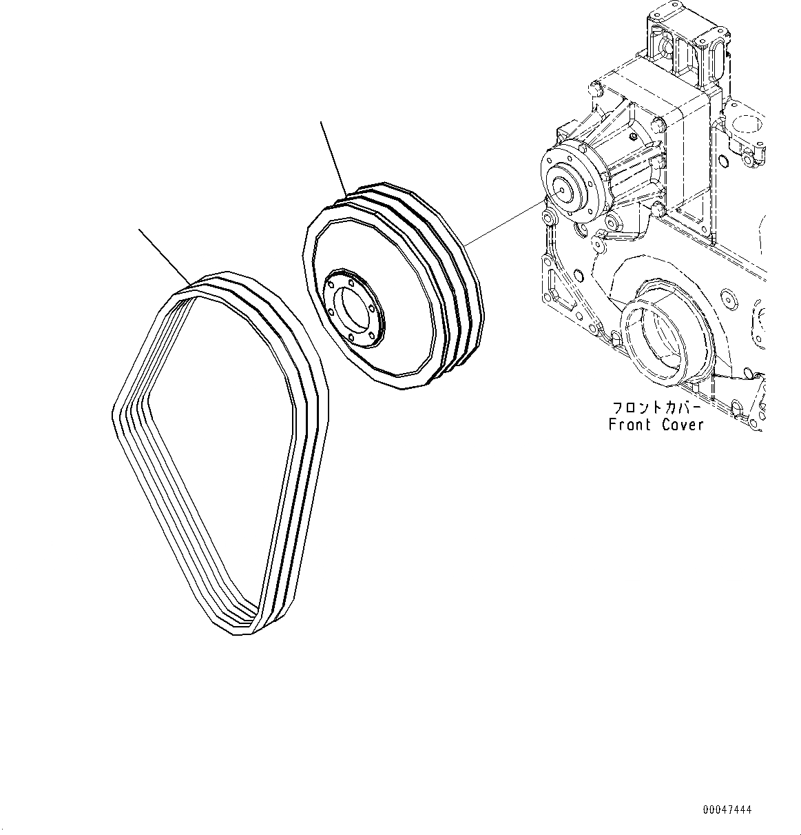Схема запчастей Komatsu SAA6D140E-5D - ШКИВ ВЕНТИЛЯТОРА И V-РЕМЕНЬ (№8-) ШКИВ ВЕНТИЛЯТОРА И V-РЕМЕНЬ, НЕЗАКАЛЕНН.