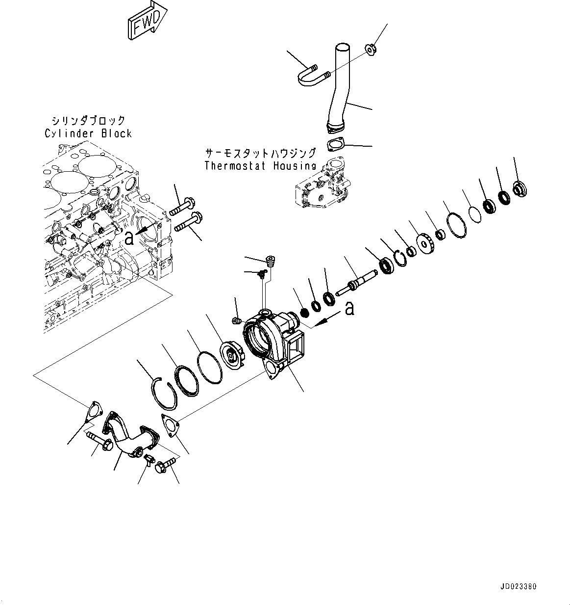 Схема запчастей Komatsu SAA6D140E-5D - ВОДЯНАЯ ПОМПА, ВНУТР. ЧАСТИ (№8-9) ВОДЯНАЯ ПОМПА