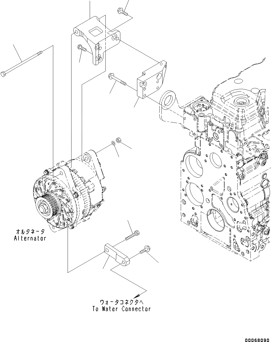 Схема запчастей Komatsu SAA6D107E-1H - КРЕПЛЕНИЕ ГЕНЕРАТОРА ЧАСТИ (№98-) КРЕПЛЕНИЕ ГЕНЕРАТОРА ЧАСТИ, 9AMP