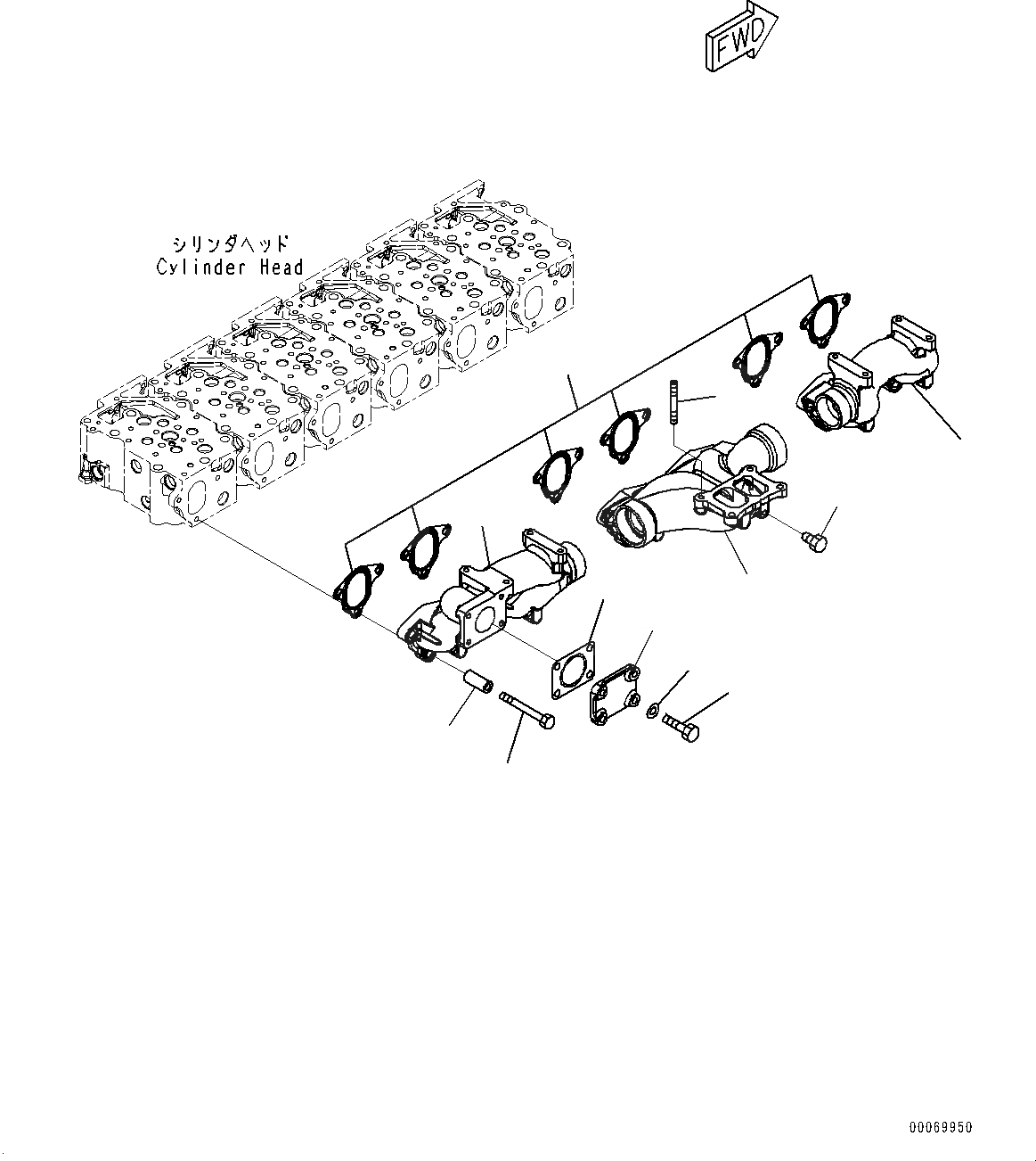 Схема запчастей Komatsu SAA6D125E-5BA - ВЫПУСКНОЙ КОЛЛЕКТОР (№-) ВЫПУСКНОЙ КОЛЛЕКТОР