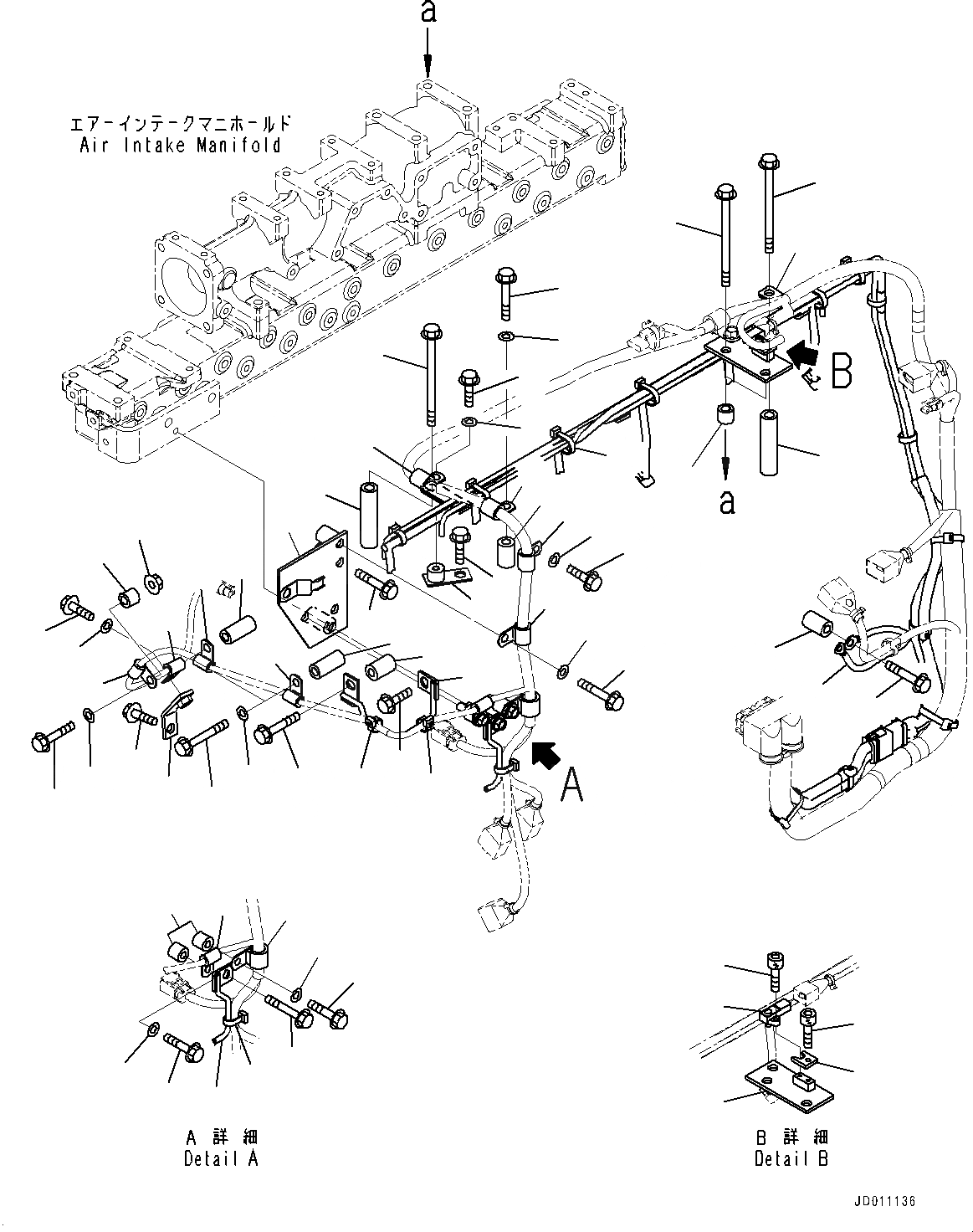 Схема запчастей Komatsu SAA6D125E-5BA - ПРОВОДКА, ПРОВОДКА СУППОРТ (№-7) ПРОВОДКА