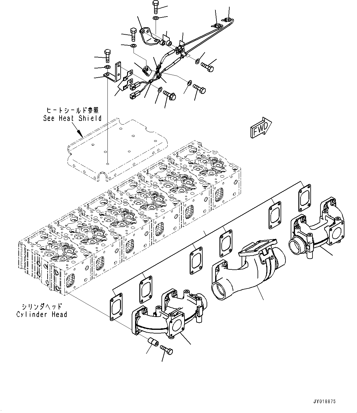 Схема запчастей Komatsu SAA6D170E-5C - ВЫПУСКНОЙ КОЛЛЕКТОР, (№-) ВЫПУСКНОЙ КОЛЛЕКТОР