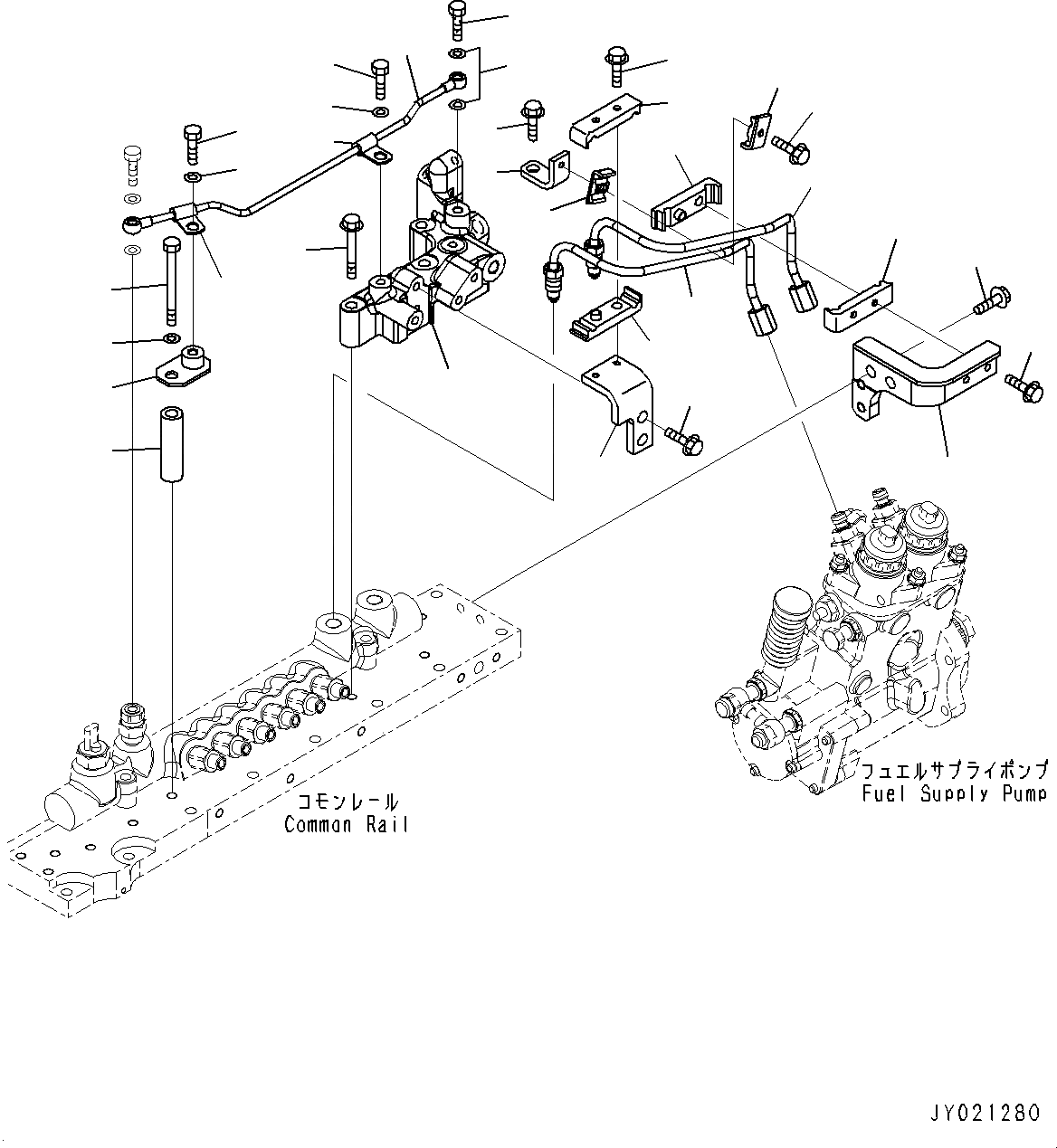 Схема запчастей Komatsu SAA6D170E-5C - ТОПЛИВН. НАСОС, ТОПЛИВН. ПОДАЮЩ. И ВОЗВРАТ. ТРУБЫ (№7-) ТОПЛИВН. НАСОС