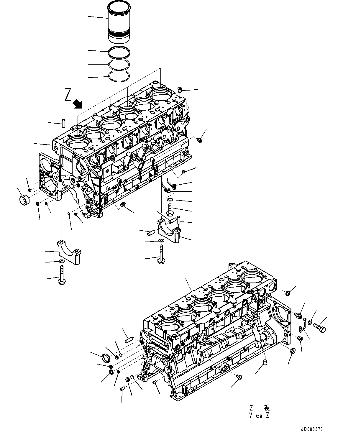 Схема запчастей Komatsu SAA6D140E-5C - БЛОК ЦИЛИНДРОВ (№7-) БЛОК ЦИЛИНДРОВ