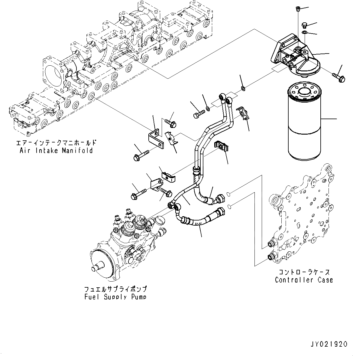 Схема запчастей Komatsu SAA6D125E-5B - ТОПЛИВН. ФИЛЬТР., ТРУБЫ (№98-) ТОПЛИВН. ФИЛЬТР.