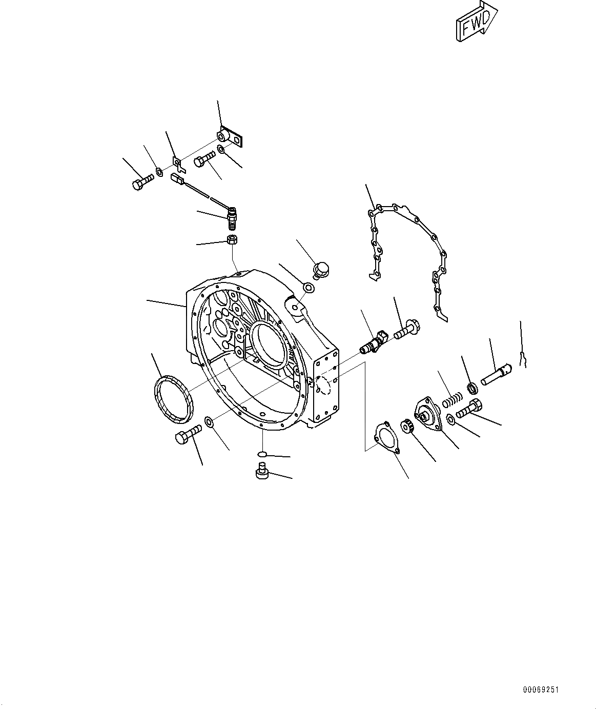 Схема запчастей Komatsu SAA12V140E-3E - КАРТЕР МАХОВИКА (№-) КАРТЕР МАХОВИКА