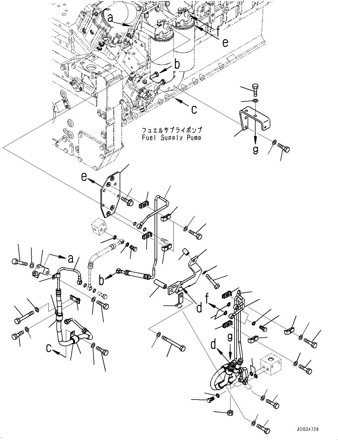 Схема запчастей Komatsu SAA12V140E-3E - ТОПЛИВОПРОВОД., ЛЕВ. ГРУПП. (/) (№-) ТОПЛИВОПРОВОД.