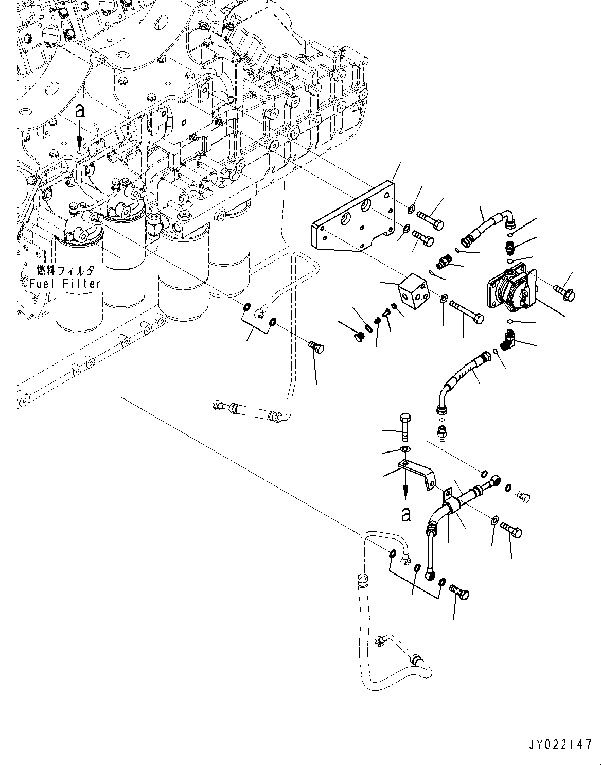 Схема запчастей Komatsu SAA12V140E-3E - ТОПЛИВОПРОВОД., ЛЕВ. ГРУПП. (/) (№-) ТОПЛИВОПРОВОД.