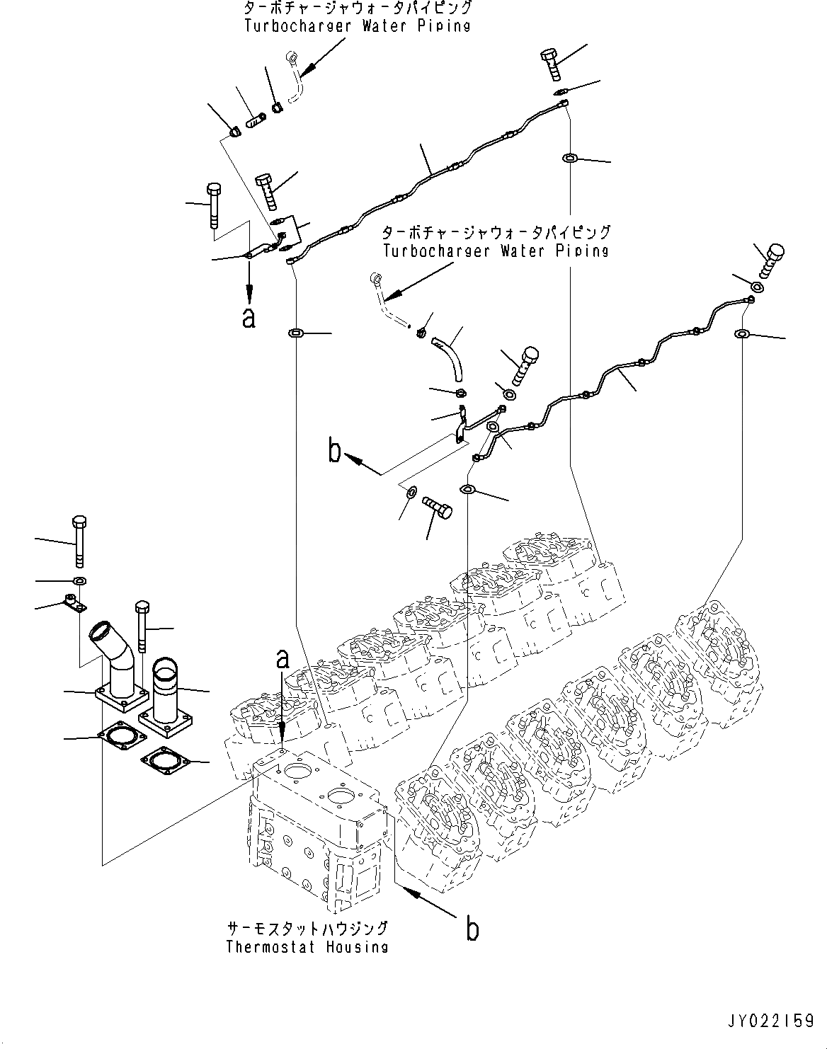 Схема запчастей Komatsu SAA12V140E-3E - ВОДЯНАЯ ПОМПА, ВОЗДУШН. ВЕНТИЛЯЦИЯ И ВОДН. ВЫПУСКН. ТРУБКА (№-) ВОДЯНАЯ ПОМПА