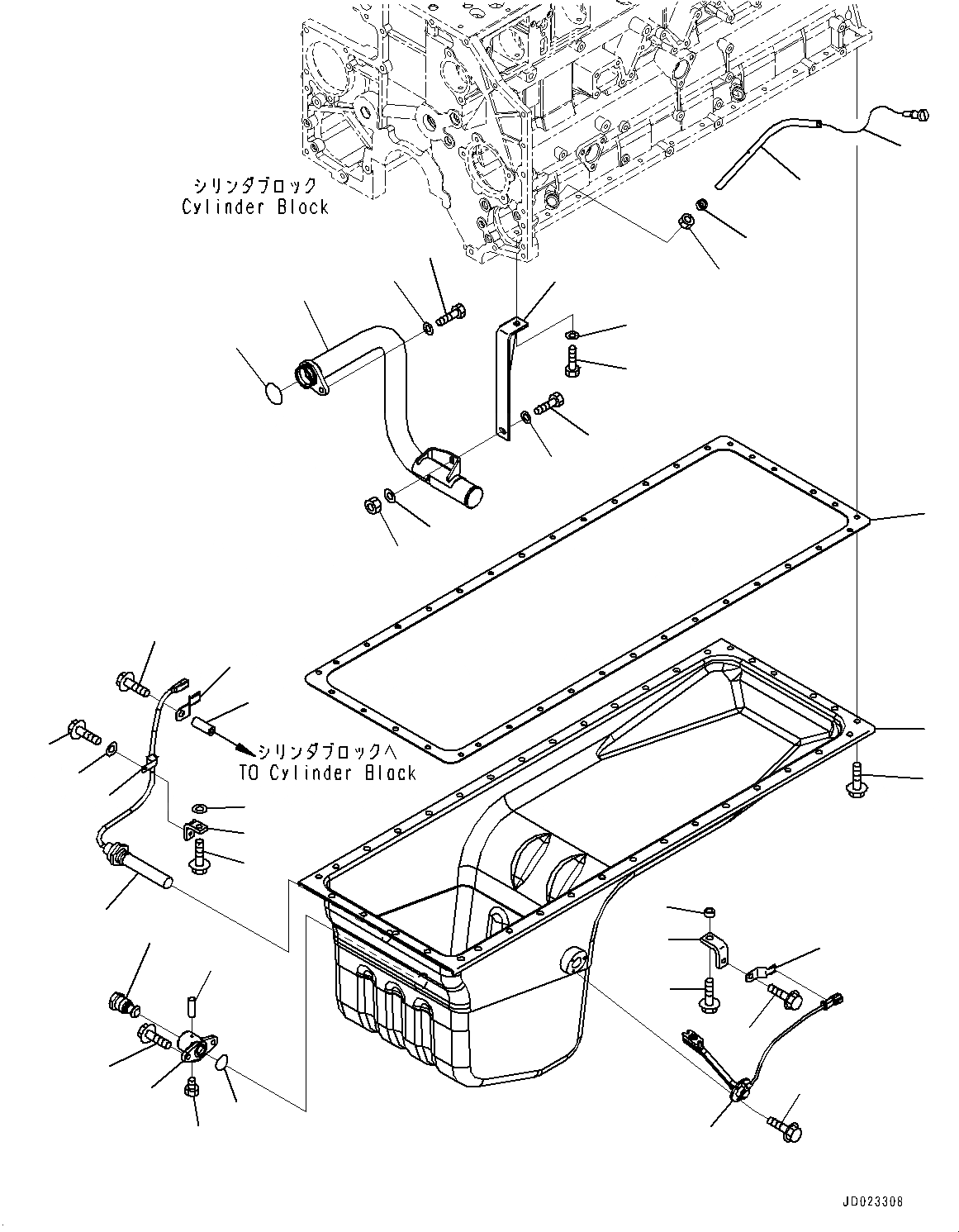 Схема запчастей Komatsu SAA6D140E-5DR - МАСЛЯНЫЙ ПОДДОН И ВСАСЫВАЮЩИЙ ПАТРУБОК (№-) МАСЛЯНЫЙ ПОДДОН И ВСАСЫВАЮЩИЙ ПАТРУБОК, С ПОДОГРЕВАТЕЛЬ ХЛАДАГЕНТА