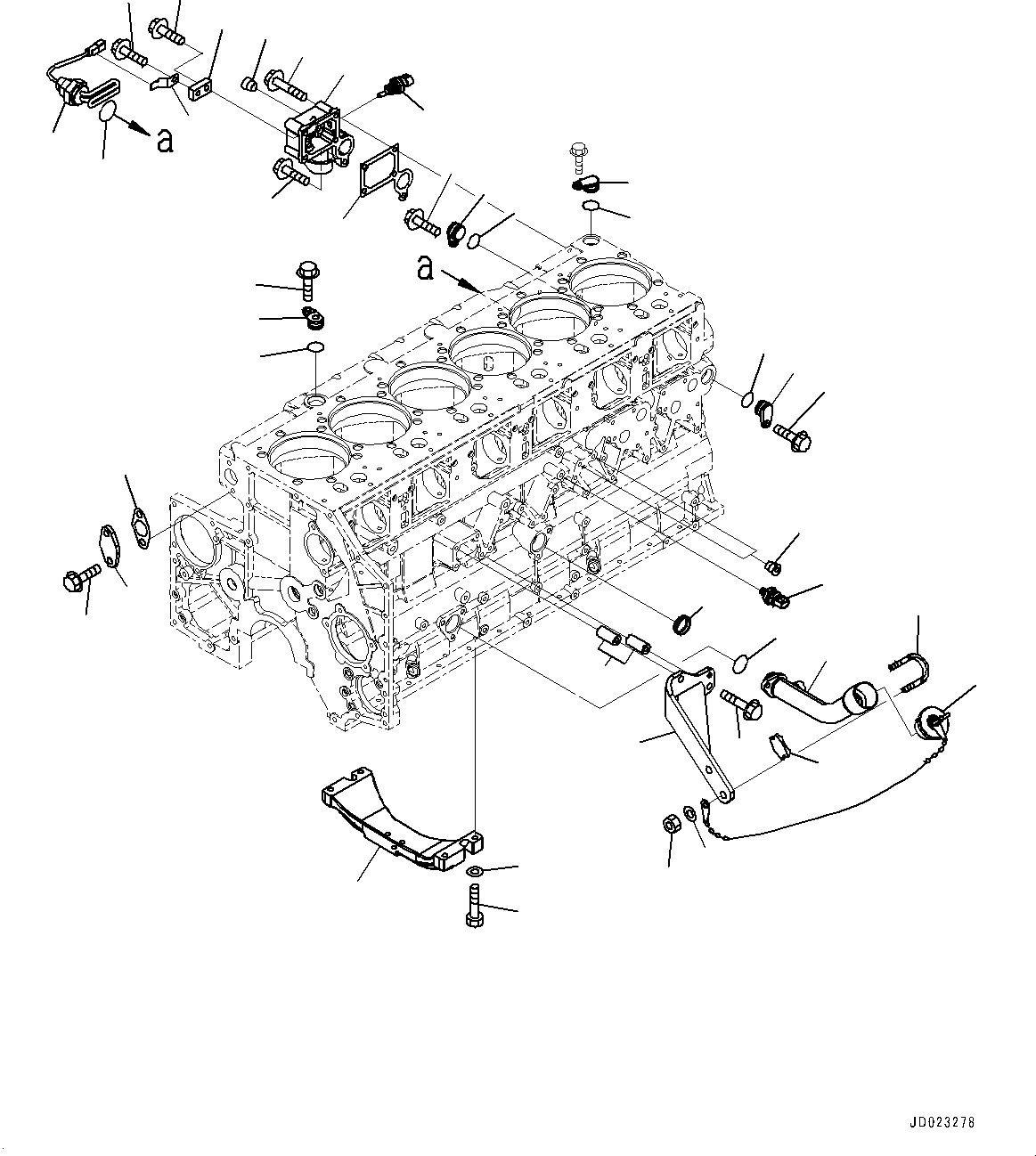 Схема запчастей Komatsu SAA6D140E-5DR - ЭЛЕМЕНТЫ БЛОКА ЦИЛИНДРОВ, МАСЛОНАЛИВНОЙ ПАТРУБОК И ДАТЧИК (№-) ЭЛЕМЕНТЫ БЛОКА ЦИЛИНДРОВ, ДЛЯ ХОЛОДН. AREA СПЕЦ-ЯIFICATION A (- DEG C), ПОДДОН ДВИГ-ЛЯ И ПОДОГРЕВАТЕЛЬ ХЛАДАГЕНТА