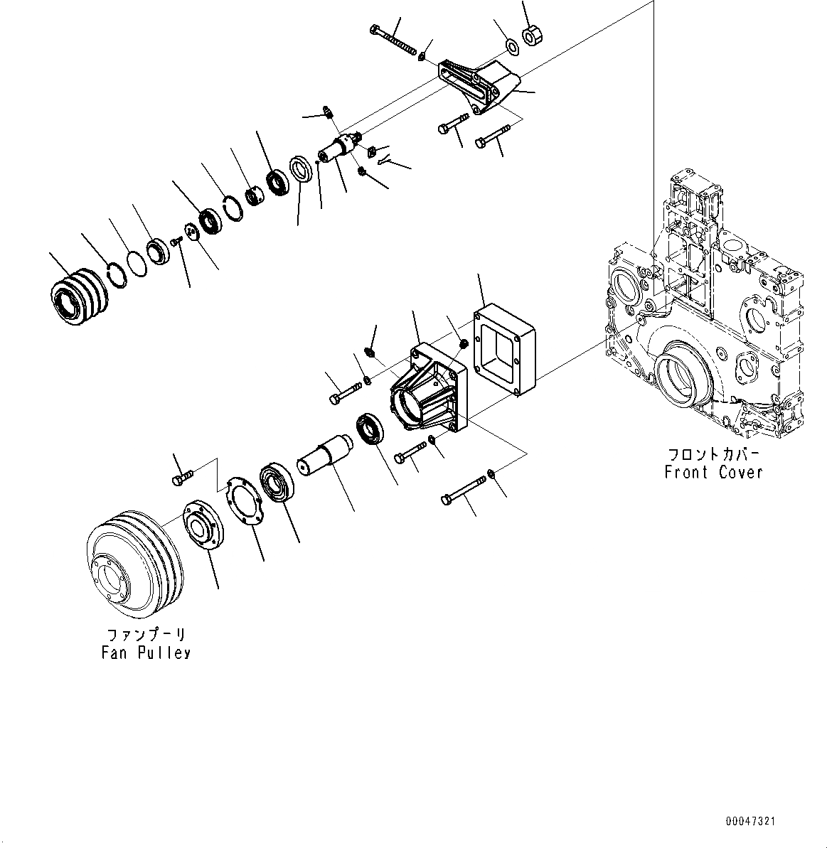 Схема запчастей Komatsu SAA6D140E-5CR - ПРИВОД ВЕНТИЛЯТОРА И НАТЯЖНОЙ РОЛИК (№7-) ПРИВОД ВЕНТИЛЯТОРА И НАТЯЖНОЙ РОЛИК