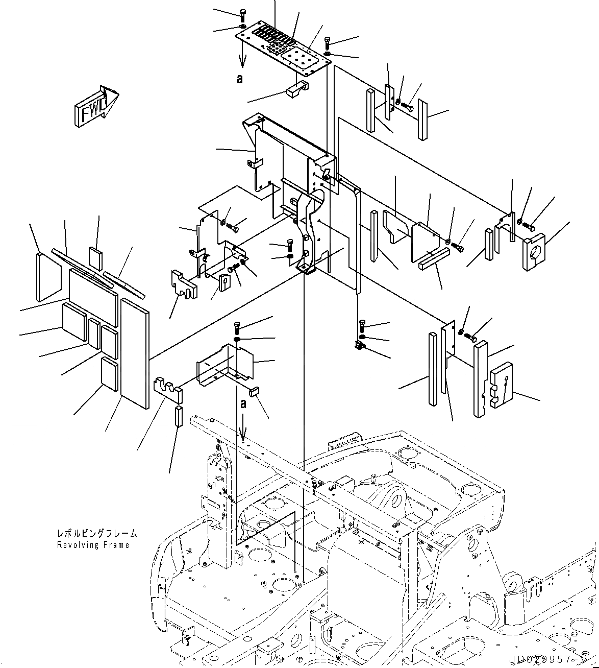 Схема запчастей Komatsu PC228US-8 - ПЕРЕГОРОДКА. COVER, КРЫШКА(/) (№-) ПЕРЕГОРОДКА. COVER, РУКОЯТЬ CRANE