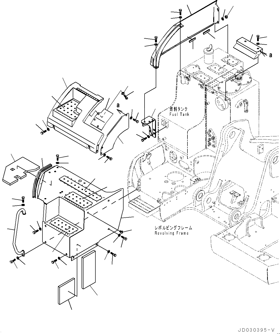 Схема запчастей Komatsu PC228US-8 - ПЕРЕДН. COVER, КРЫШКА(/) (№-) ПЕРЕДН. COVER, БЕЗ -ДОПОЛН. АКТУАТОР ТРУБЫ, АККУМУЛЯТОР