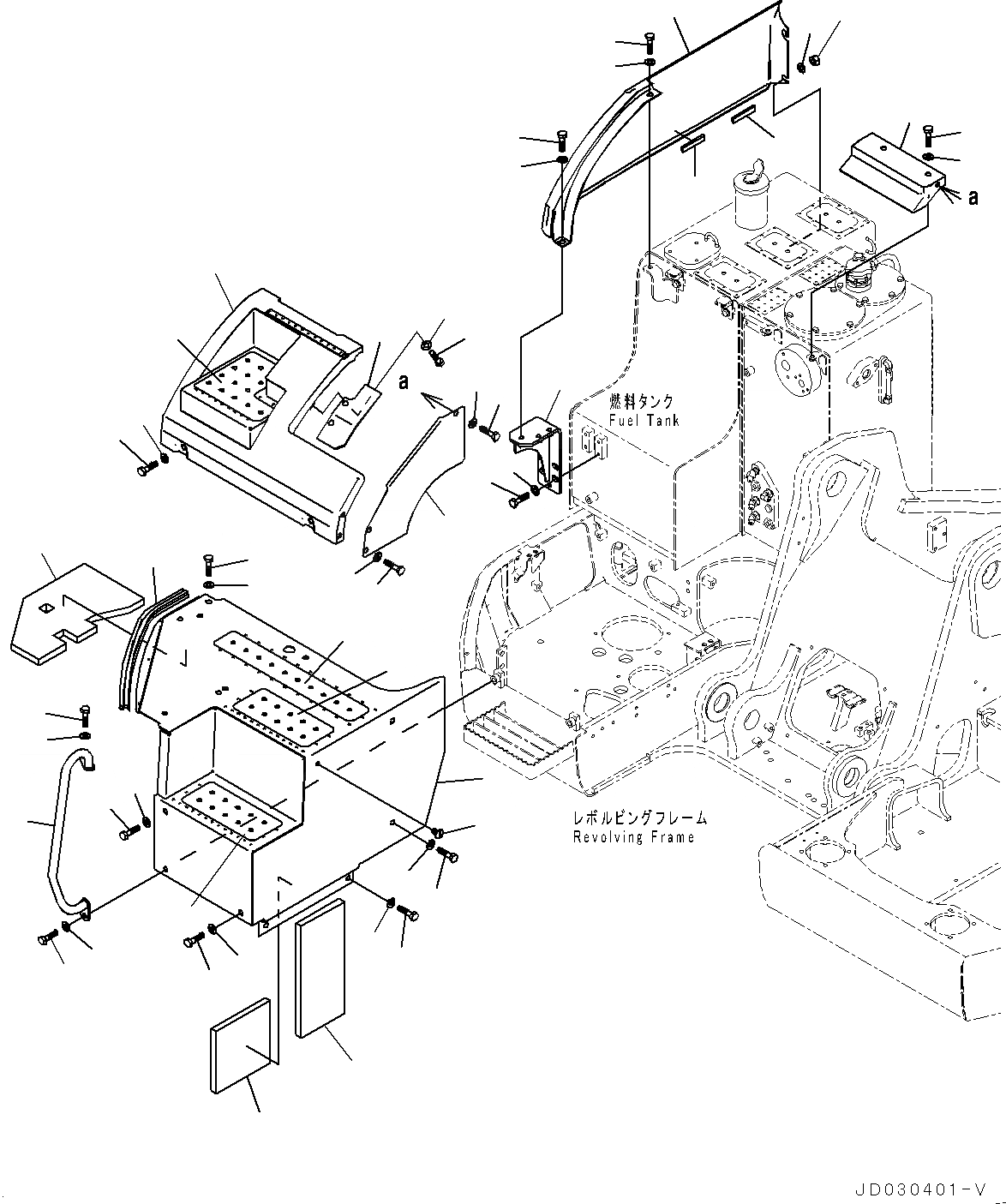 Схема запчастей Komatsu PC228US-8 - ПЕРЕДН. COVER, КРЫШКА(/) (№-) ПЕРЕДН. COVER, РУКОЯТЬ CRANE