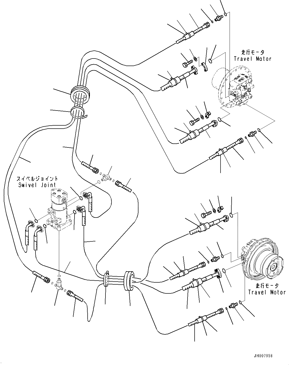 Схема запчастей Komatsu PC228USLC-8 - ГИДРОЛИНИЯ ХОДА(№-) ХОД ТРУБЫ, DOZER, СЕВ. АМЕРИКА