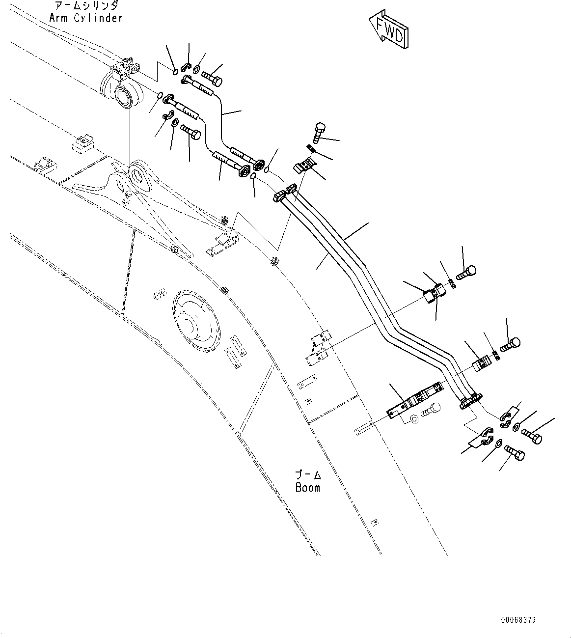 Схема запчастей Komatsu PC228USLC-8 - СТРЕЛА, ЦИЛИНДР РУКОЯТИТРУБЫ (№-) СТРЕЛА, 7MM УСИЛ. ТИП, -НАВЕСН. ОБОРУД, ДЛЯ АВСТРАЛИИ