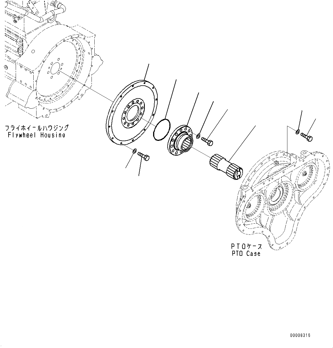 Схема запчастей Komatsu PC600LC-8E0 - POWER TAKEOFF, СОЕДИНЕНИЕ (№-) POWER TAKEOFF
