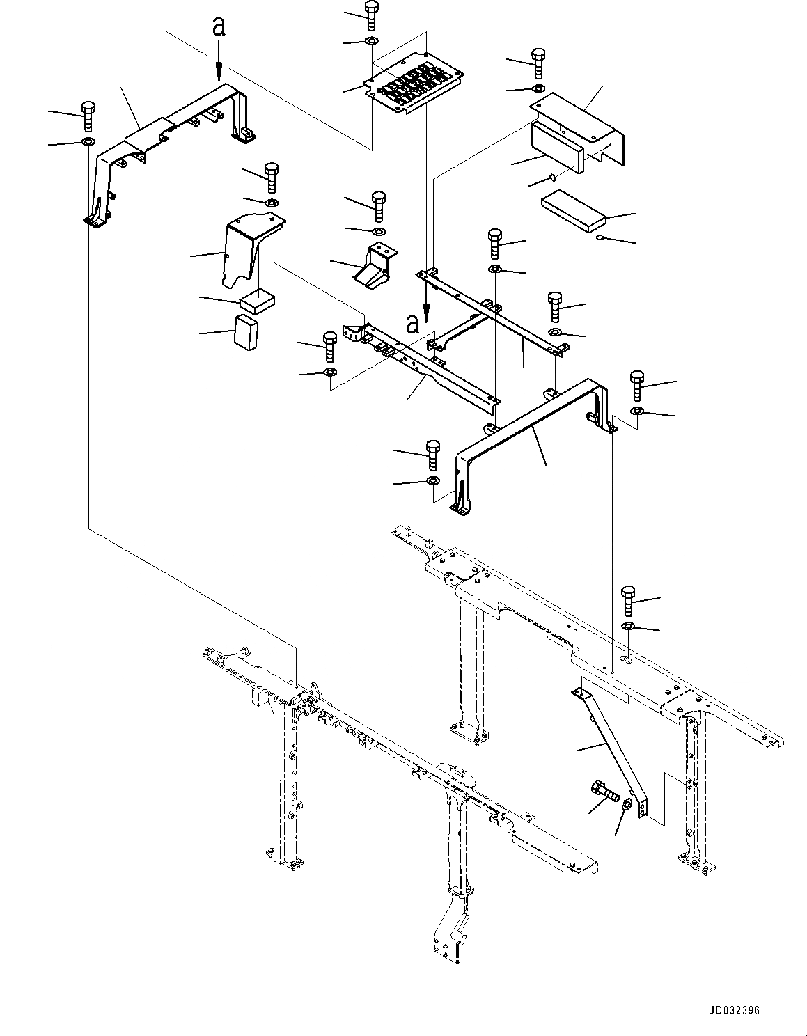 Схема запчастей Komatsu PC600LC-8E0 - КАБИНА РАМА, СТУПЕНИ И КРЫШКА(№-) КАБИНА РАМА