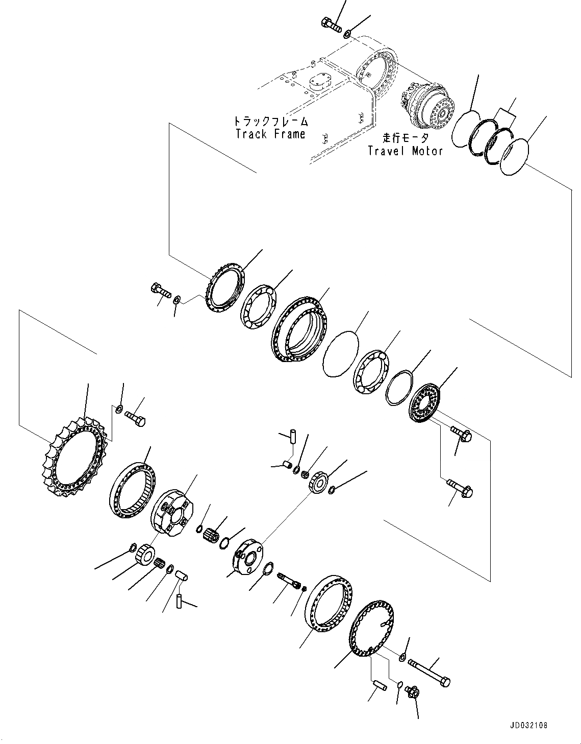 Схема запчастей Komatsu PC600-8E0 - ГУСЕНИЧНАЯ РАМА, КОНЕЧНАЯ ПЕРЕДАЧА ЛЕВ. (№-) ГУСЕНИЧНАЯ РАМА, ЗАЩИТА ОПОРНЫХ КАТКОВ, С RUSTЗАЩИТА SPRING