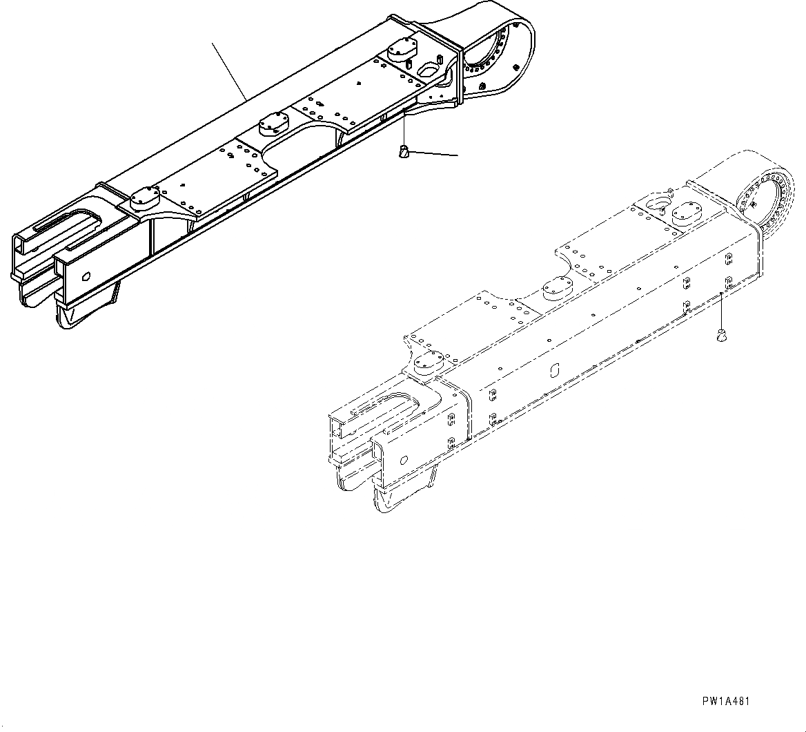 Схема запчастей Komatsu PC600-8E0 - ГУСЕНИЧНАЯ РАМА, ПРАВ. (№-) ГУСЕНИЧНАЯ РАМА, ПОЛН. LENGTH ЗАЩИТА ОПОРНЫХ КАТКОВ