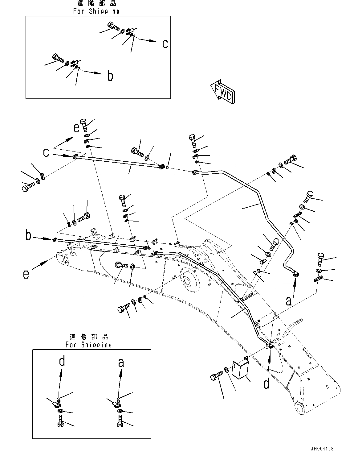 Схема запчастей Komatsu PC600-8E0 - СТРЕЛА, ЦИЛИНДР КОВША ТРУБЫ (№-) СТРЕЛА, MM